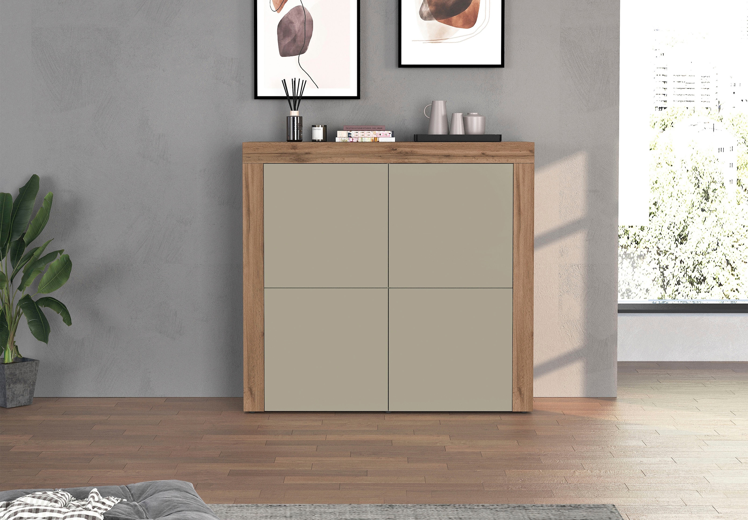 GOODproduct Buffet haut »CHRONOS Breite 140 cm mit 4 Türen und 8 Fächer 'Made in Italy'« 1 cuis tlg. Hohes Sideboard, Kommode, Schrank, Grifflos mit Push to Open