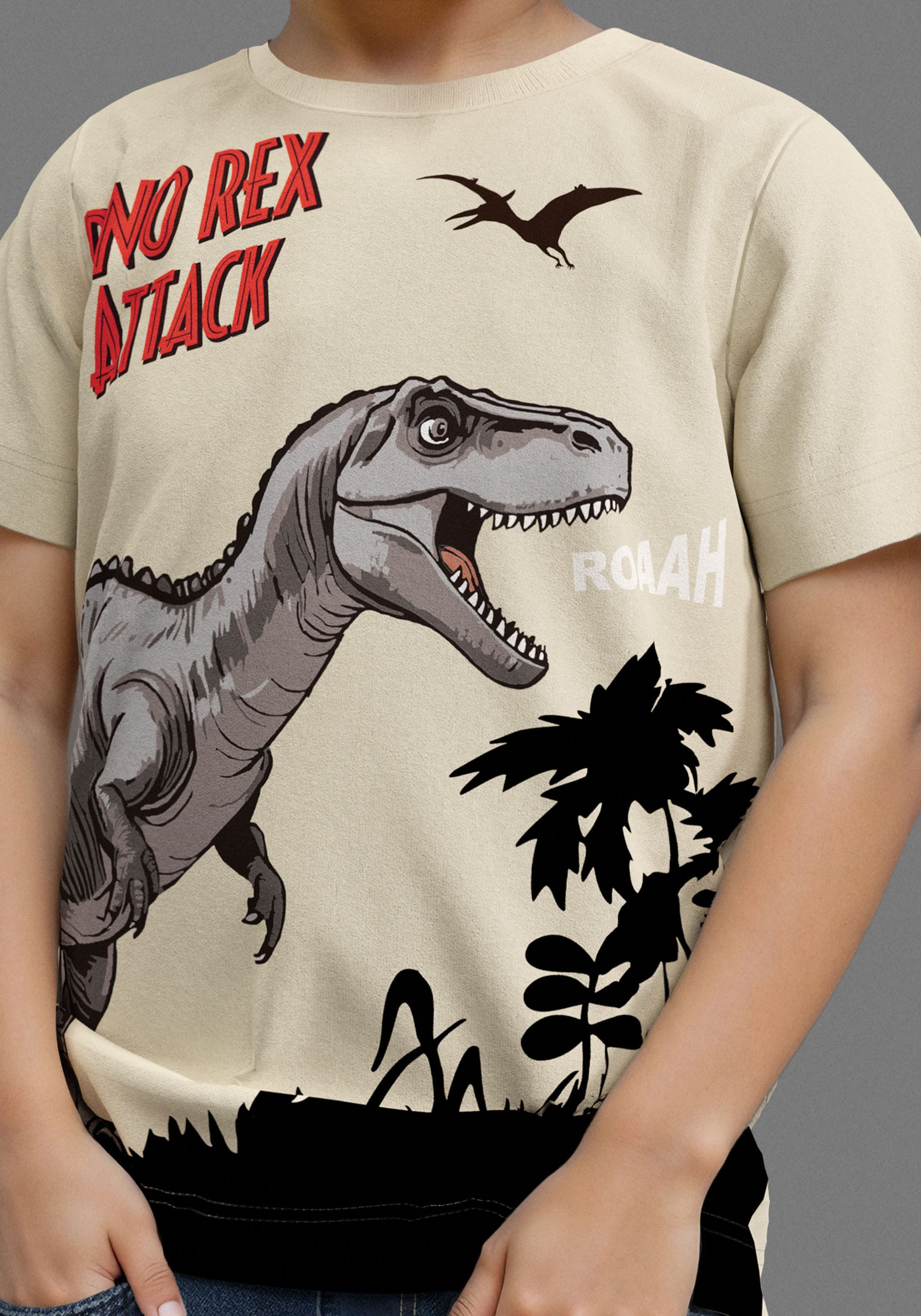 KIDSWORLD T-Shirt »Druck: DINO REX ATTACK«, mit grossem Saum-Druck