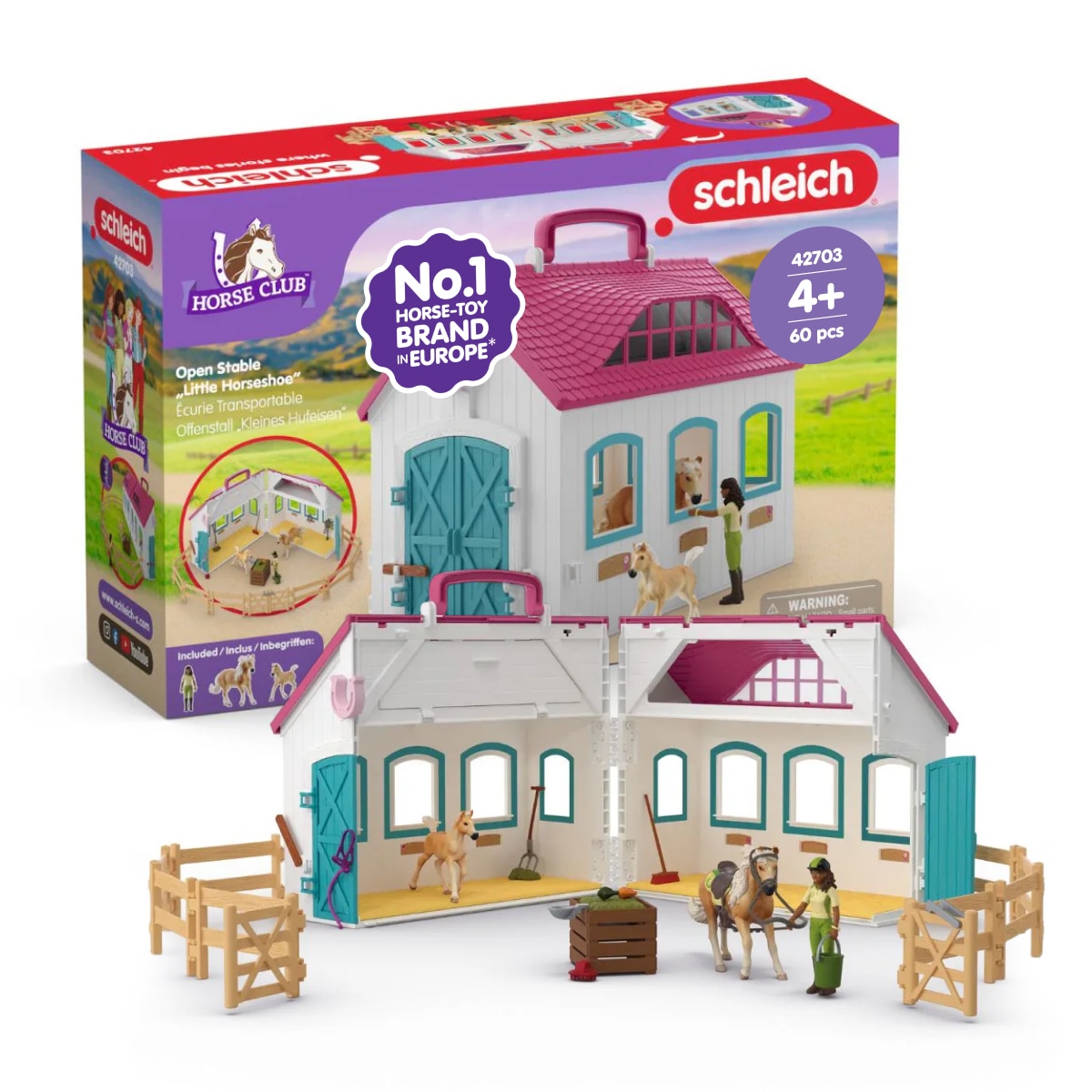 Image of Schleich Spielwelt "HORSE CLUB, Offenstall -Kleines Hufeisen (42703)" Made in Europe