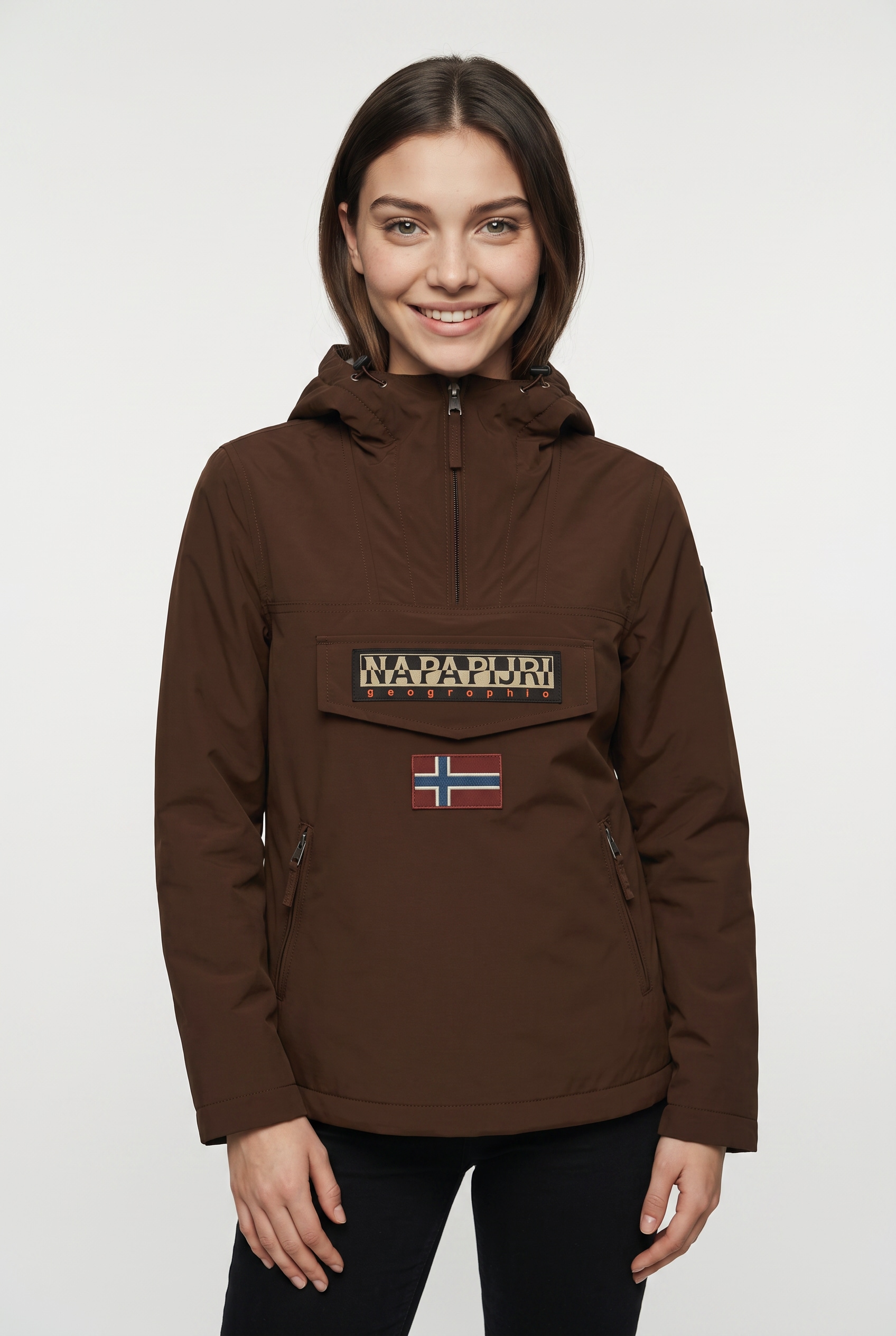Image of Napapijri Anorak "RAINFOREST W PKT 4 DEMITASSE WT3" mit markanter Silhouette, in Unifarben