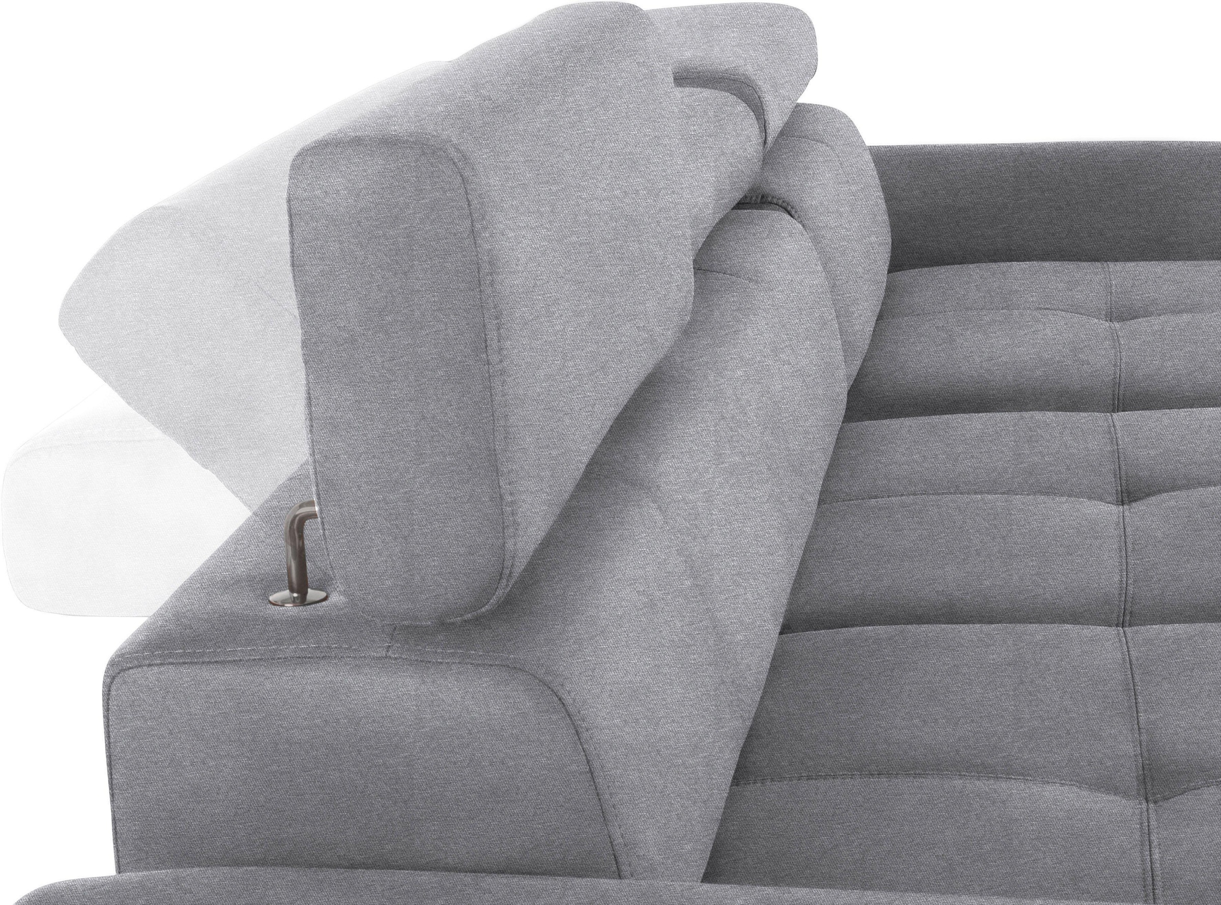 exxpo - sofa fashion Canapé d'angle »Maretto, bequem & komfortabel, bodenfrei, Breite 257cm, L-Form« inkl. Kopf- bzw. Rückenverstellung, wahlweise mit Bettfunktion