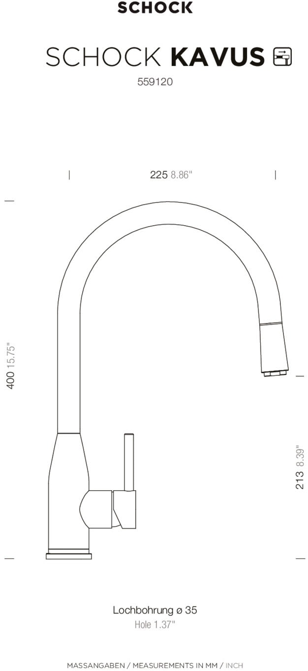 Schock Küchenarmatur »Kavus« Hochdruck, ausziehbarer Auslauf