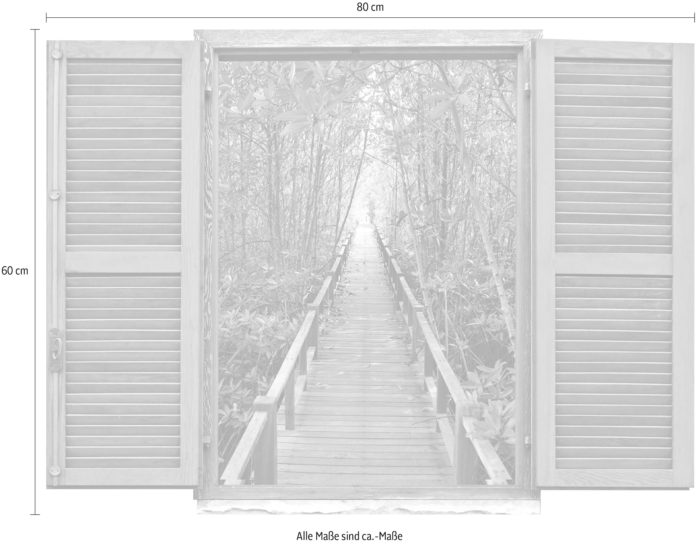 queence Wandtattoo »Brücke im Wald«, (1 St.), Wandsticker, Wandbild, selbstklebend, 3D, Fenster