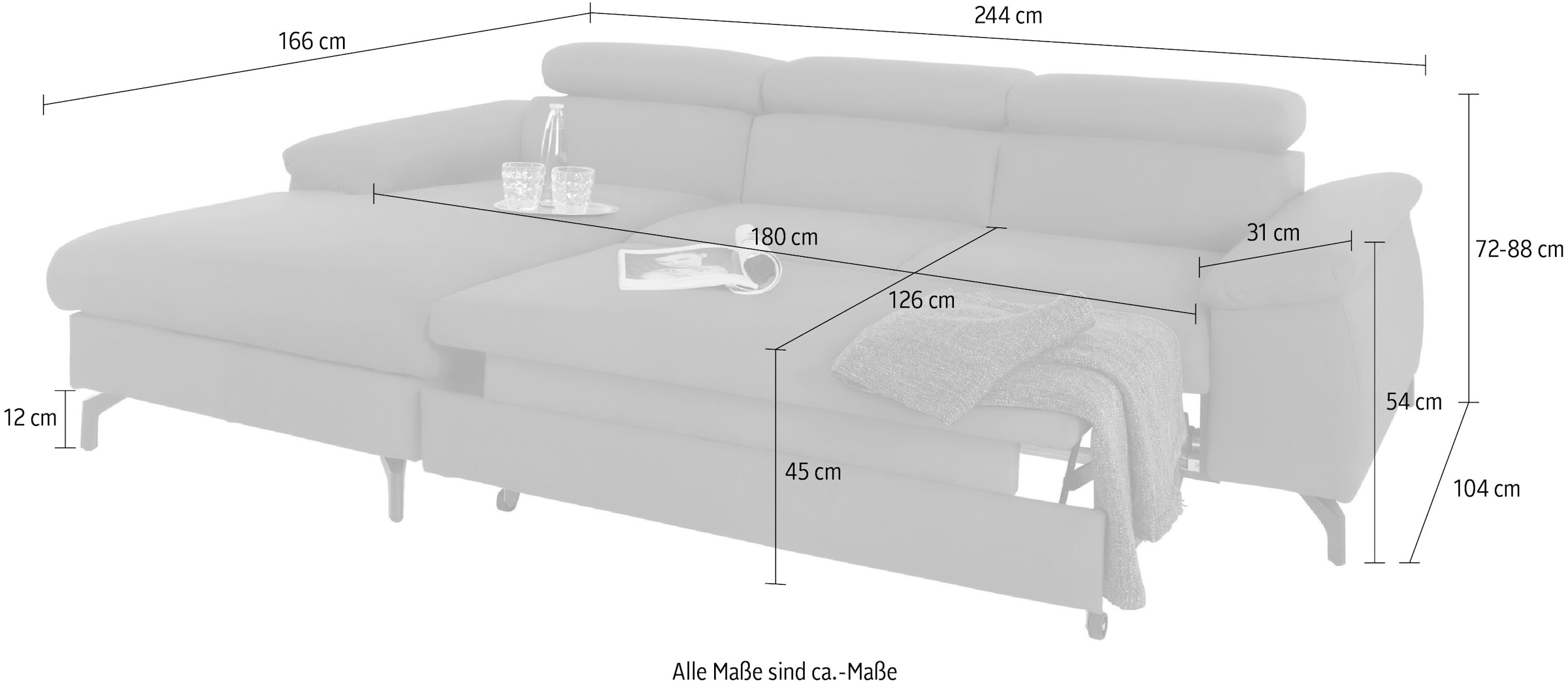 COTTA Ecksofa »Kitty L-Form«, mit Kopfteilverstellung, wahlweise mit Bettfunktion & Bettkasten