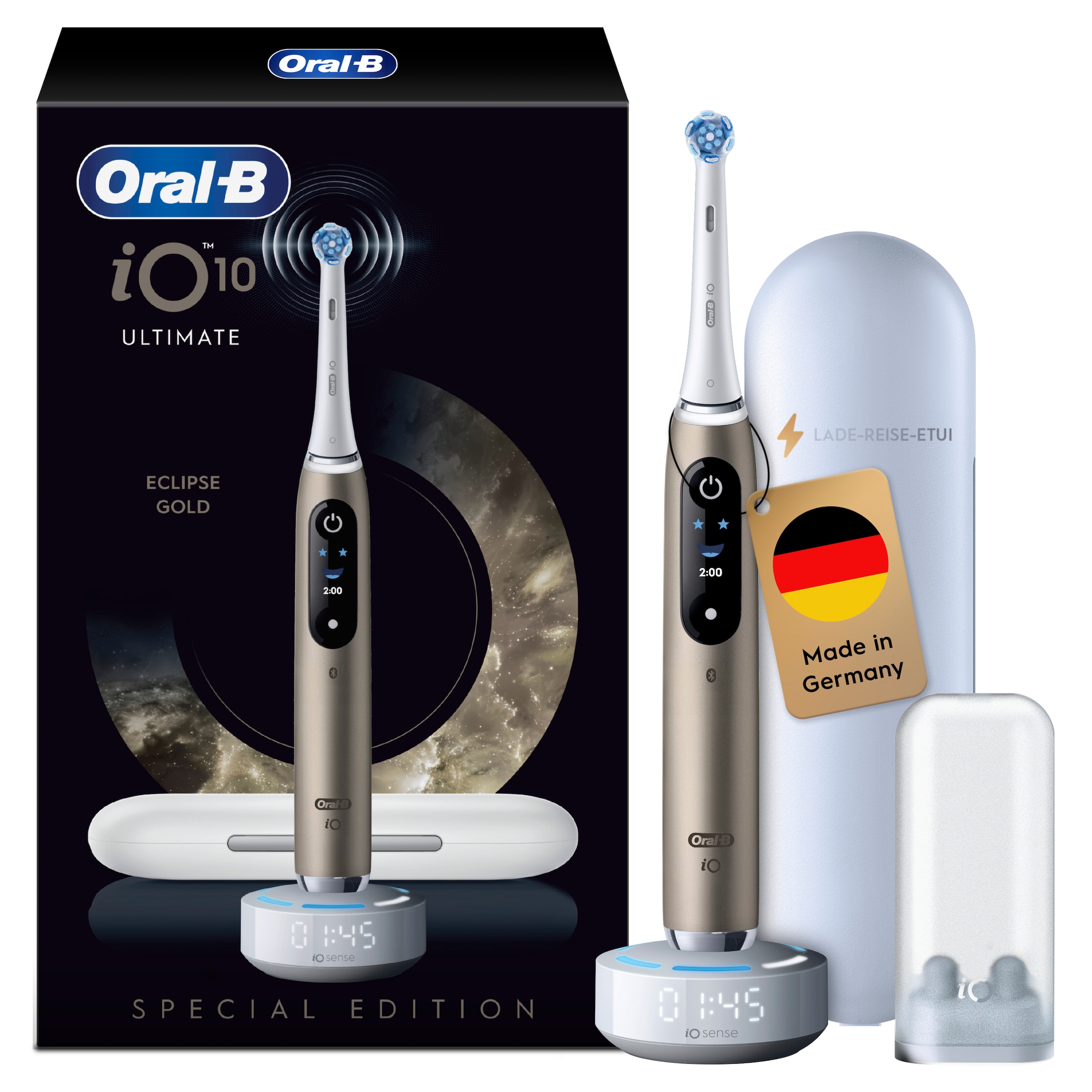 Image of Oral-B Elektrische Zahnbürste "iO Series 10" 1 Stk. Aufsteckbürsten inkl. 1 Aufsteckbürste, iO Sense Schnellladestation, Lade-Reise-Etui