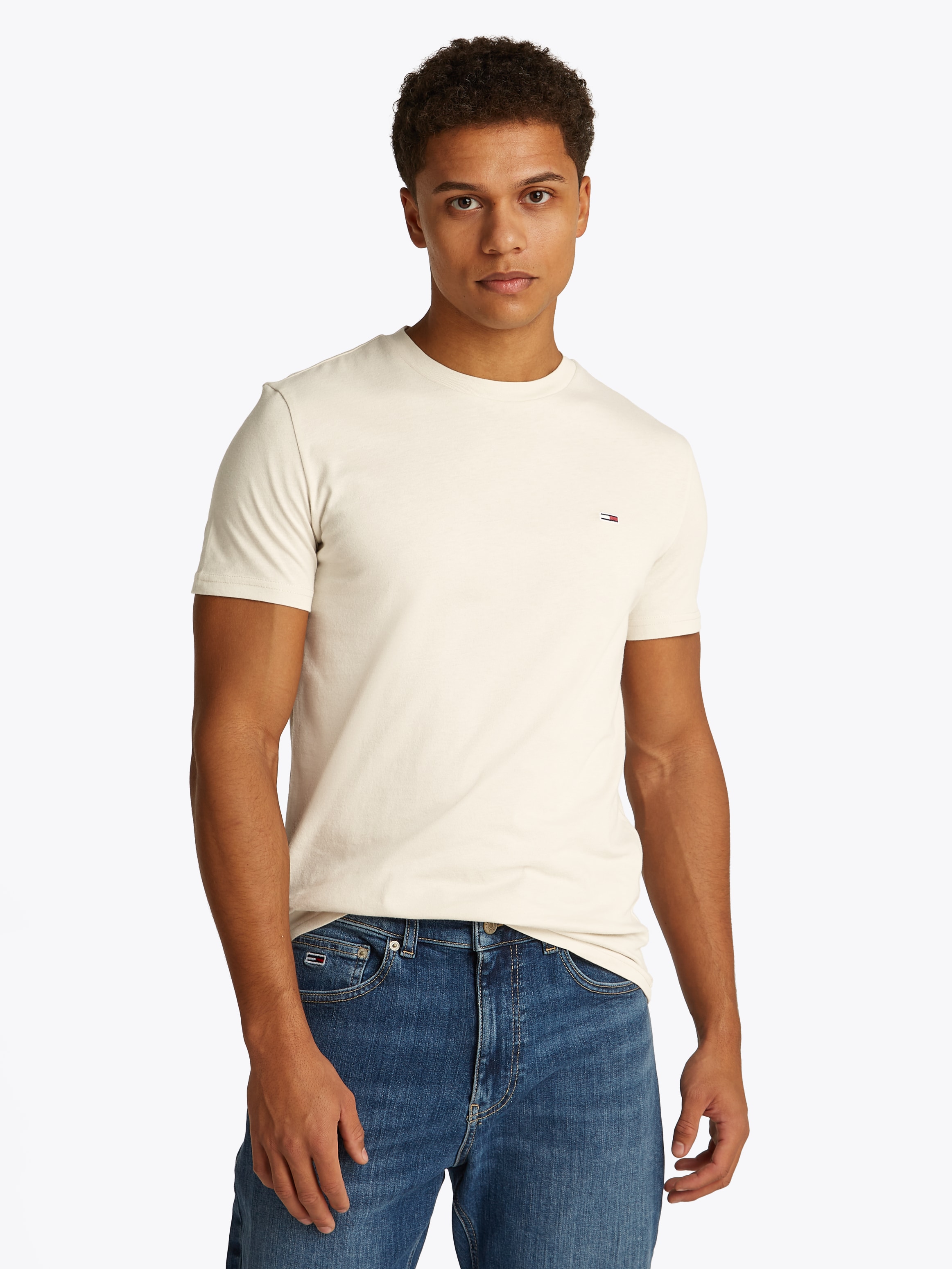 Tommy Jeans Rundhalsshirt »TJM XSLIM 2PACK JERSEY TEE EXT«, (Packung, 2er-Pack), Logostickerei, 2Pack