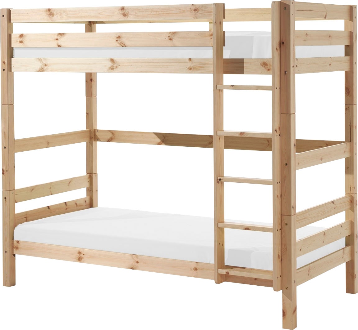 Vipack Etagenbett »Pino, inkl. Rolllattenrost, Leiter und Absturzschutz« B/H/T ca. 210x182x105cm, massiv Kiefer verschiedene Farben,  wahlweise ohne Schublade, mit 1 grossen, 2 kleinen Bettschubladen