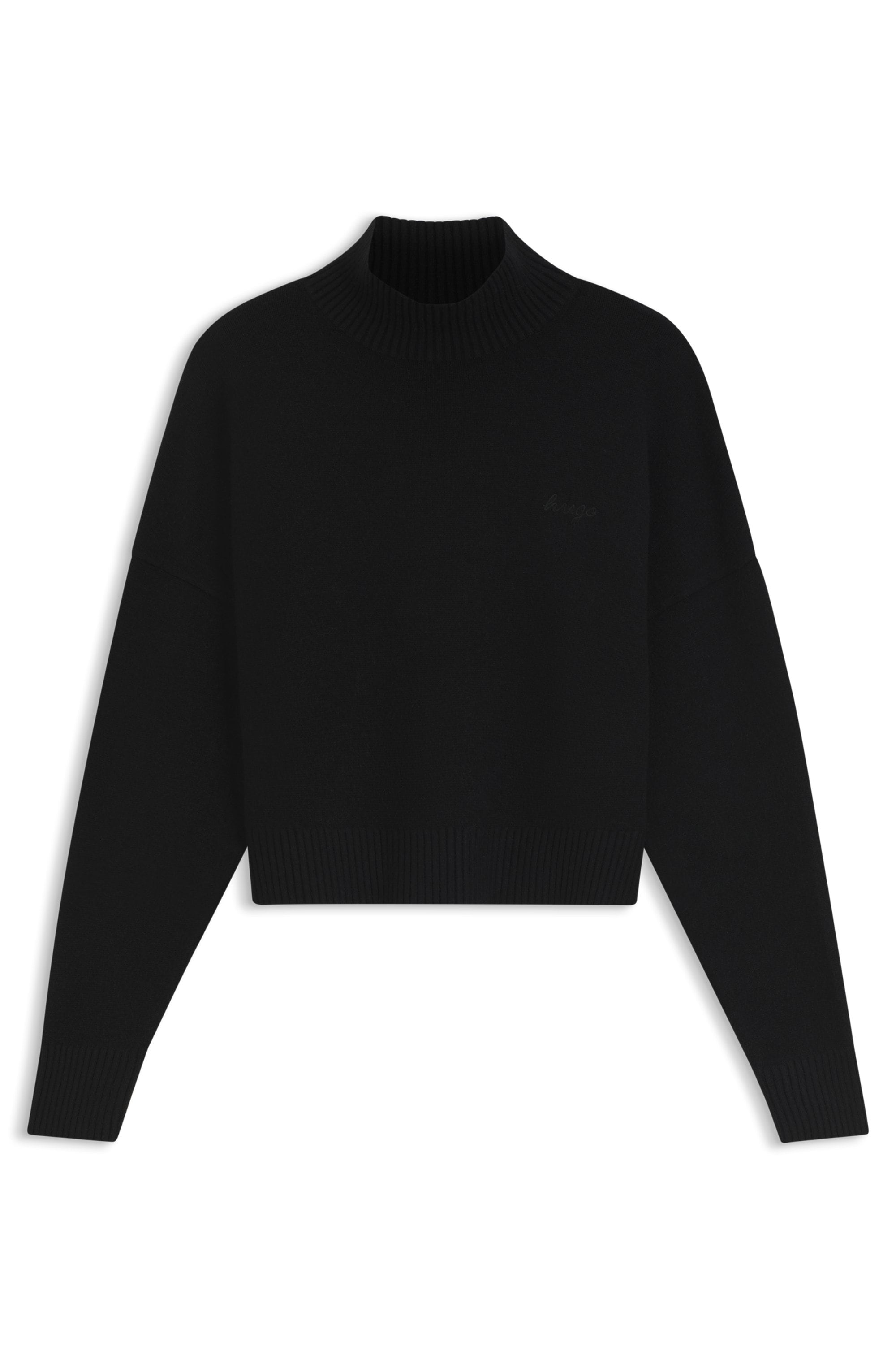 HUGO Stehkragenpullover »Sestya« mit tonaler Logostickerei, Relaxed Fit