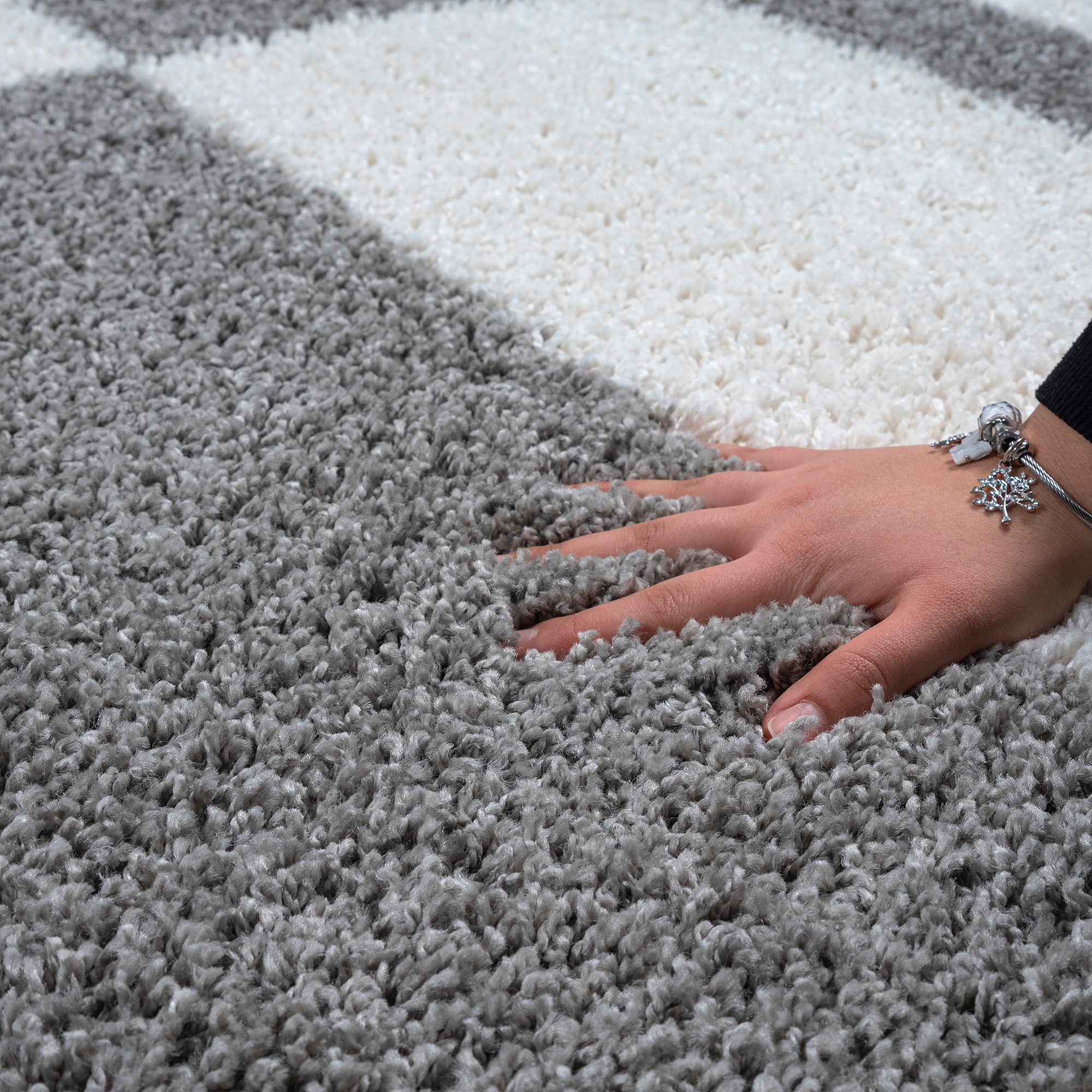 Sanat Hochflor-Teppich »Milano 1254« rund 30 mm Höhe Hochflor, Wohnzimmer, Schlafzimmer, fussbodenheizungsgeeignet