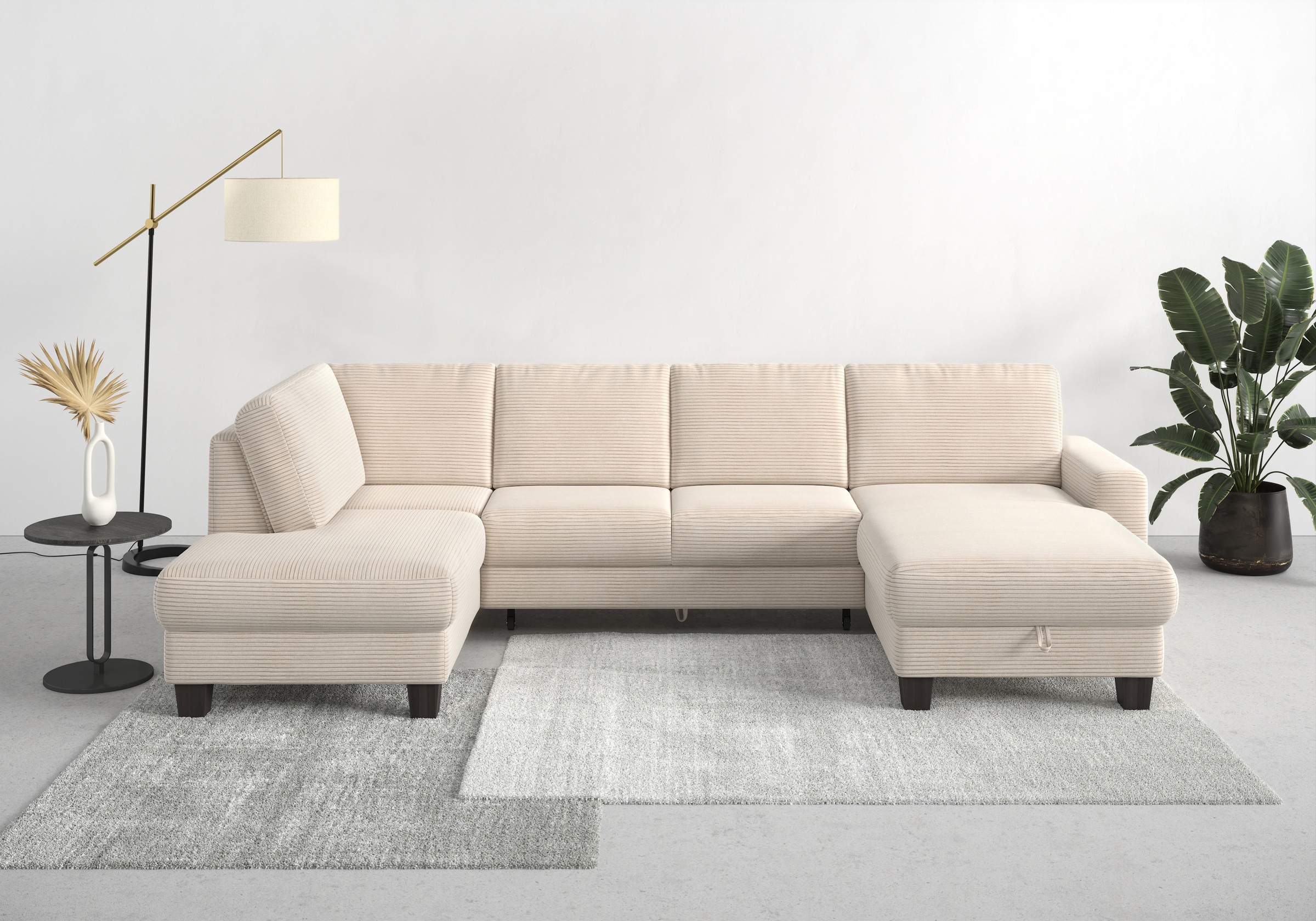 Home affaire Wohnlandschaft »Summer U-Form«, mit oder ohne Bettfunktion und Bettkasten, wengefarbene Holzfüsse