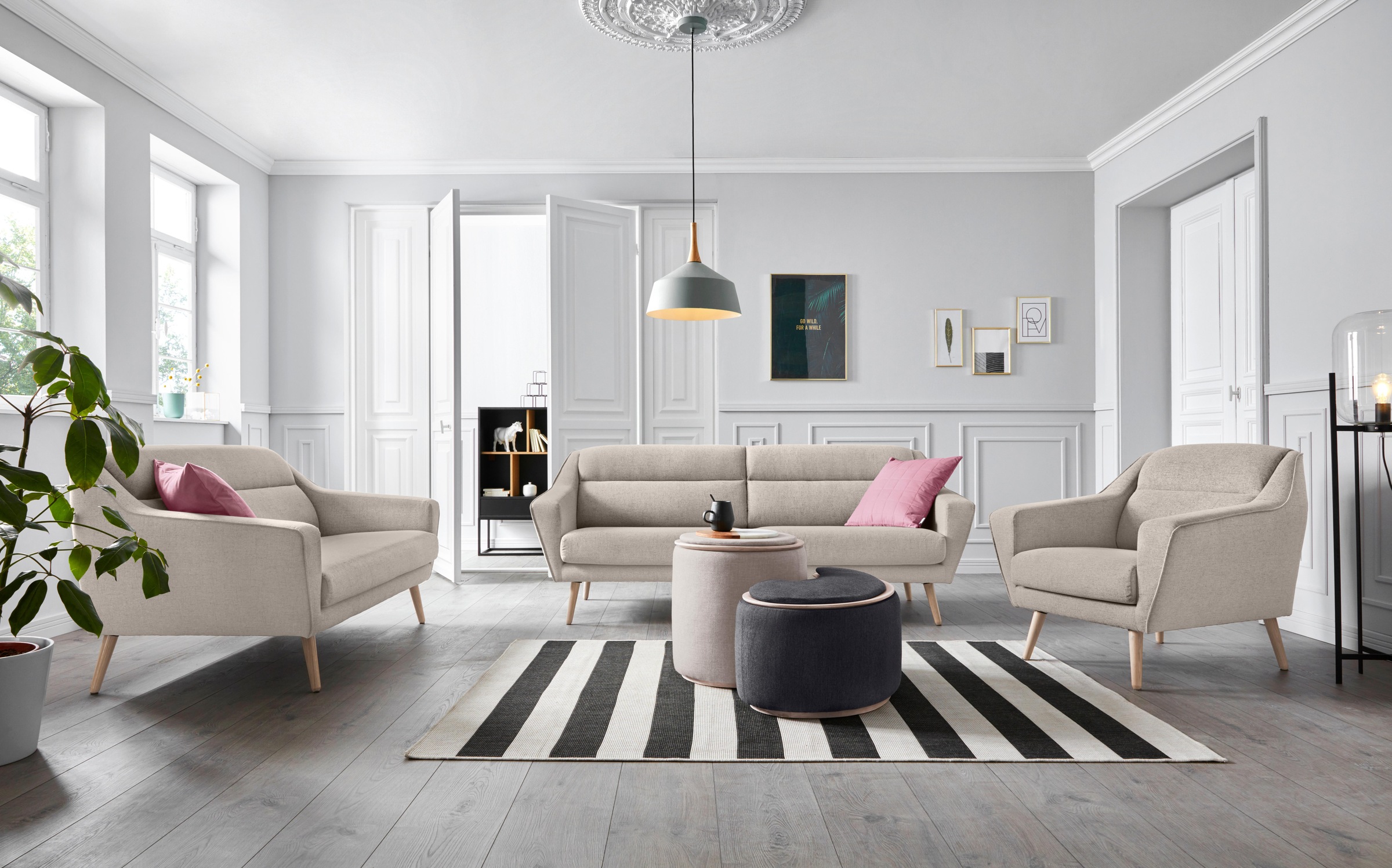 GOODproduct 3-places »Bille« mit Naht im Rückenkissen und Eiche-Beinen, Design by Morten Georgsen