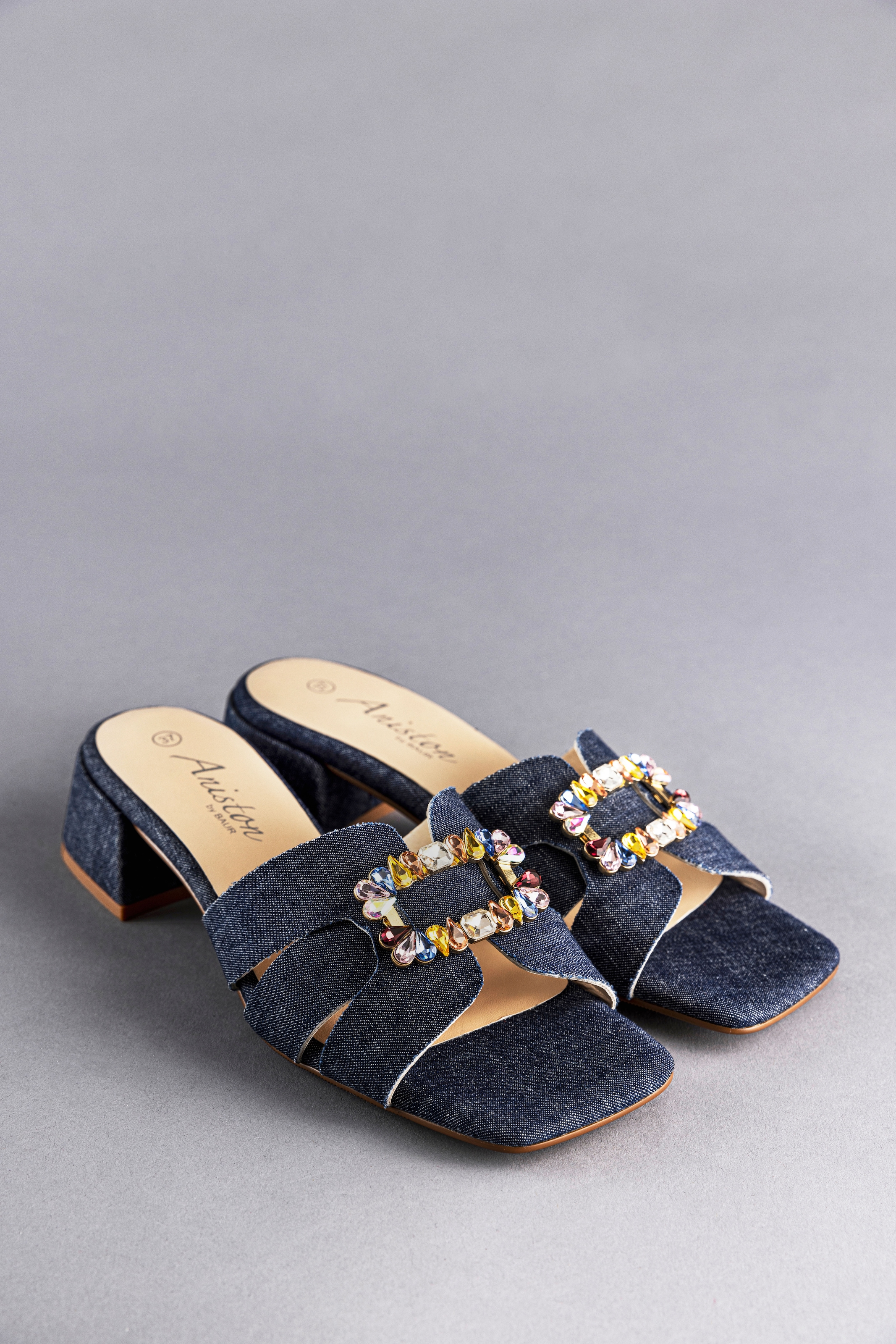 Image of Aniston SHOES Pantolette Sandale, Sommerschuh, Klettschuh, Jeans-Optik