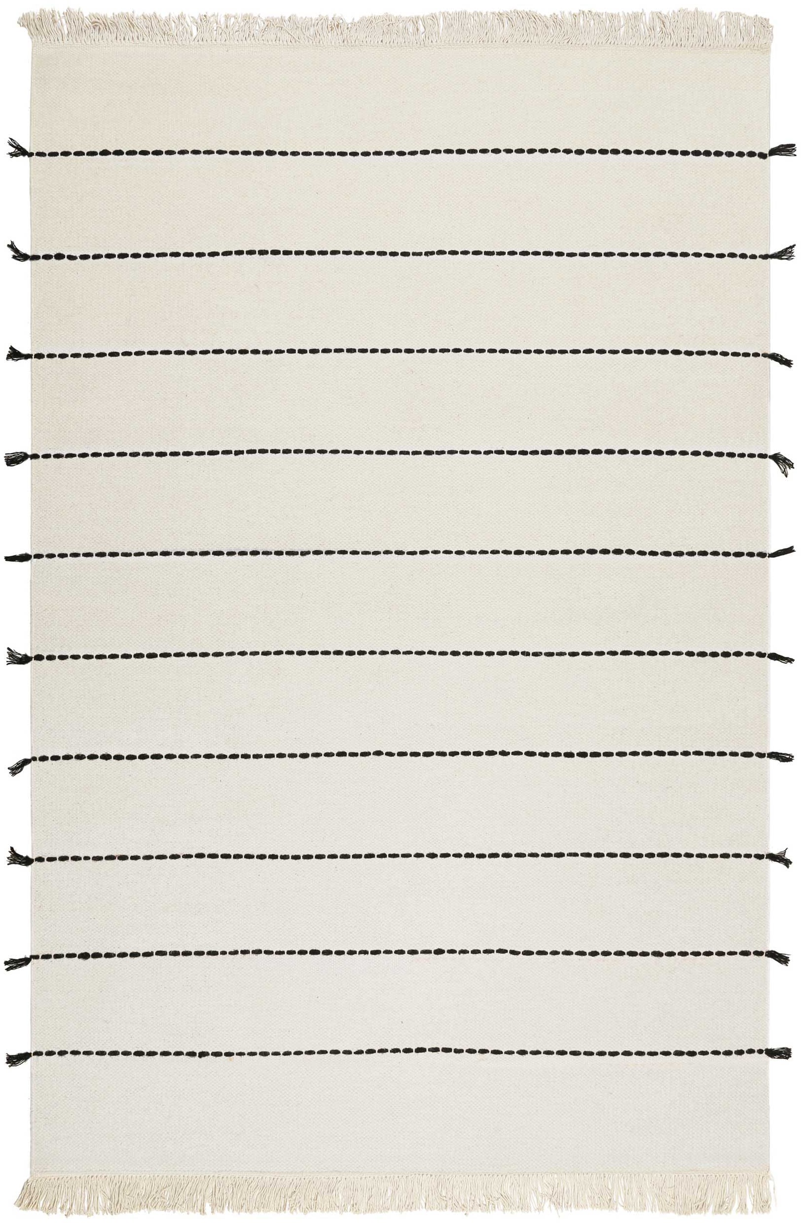 Esprit Wollteppich »Lina ESP-2205«, rechteckig, 5 mm Höhe, Naturfaserteppich mit Fransen, modernes Design, Wohnzimmer