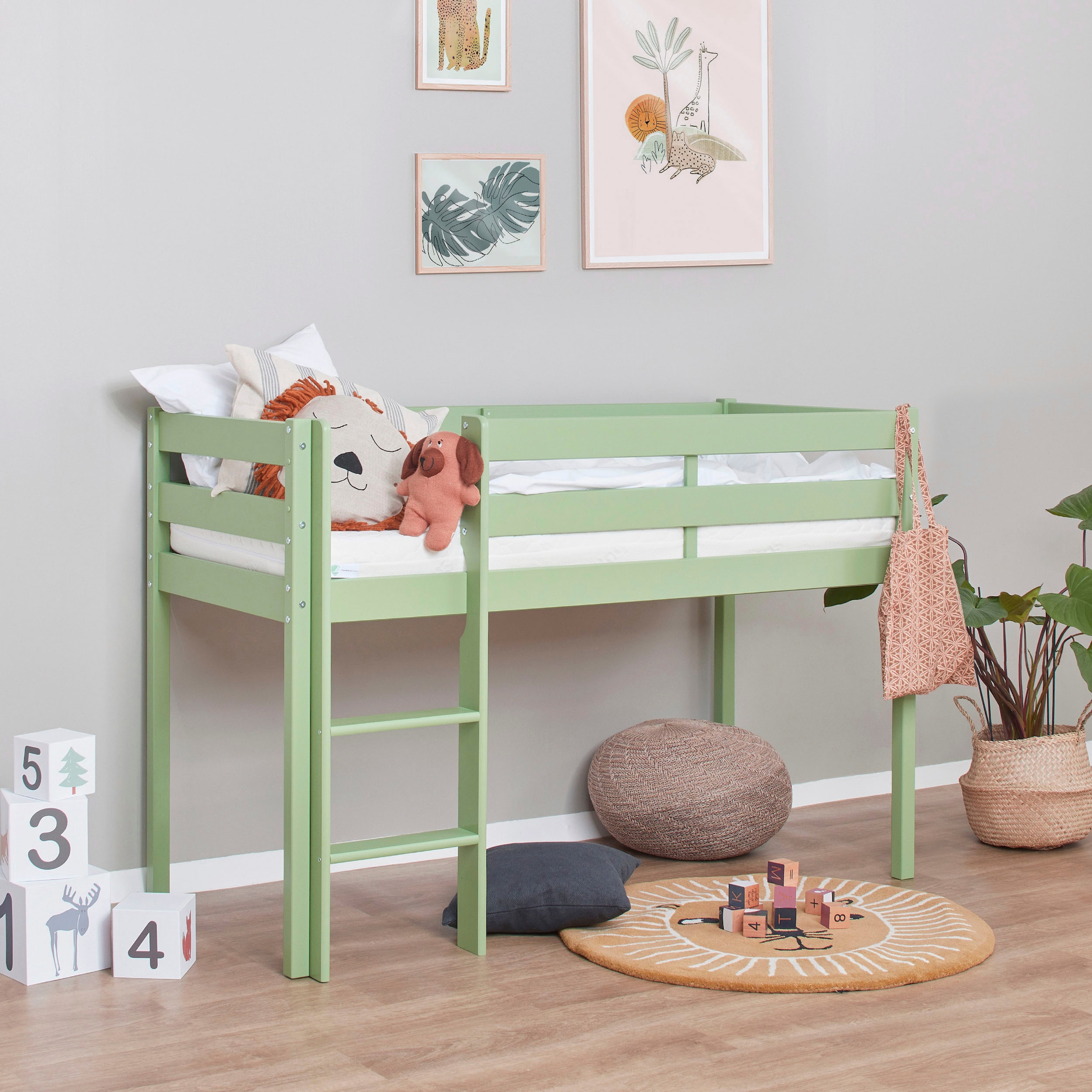 Hoppekids Spielbett »ECO COMFORT, Hochbett, in 2 Einzelbetten teilbar«, Höhe 72cm, Farbe & Grösse & Matratze