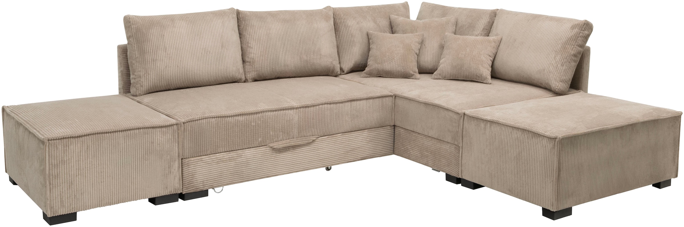Home affaire Ecksofa »Night & Day L-Form, B: 316 cm mit Dauer-Schlaffunktion 180x200 cm« Set: Sofa & Hocker, Bettfunktion, Bettkasten & Kissen, Boxspringbett