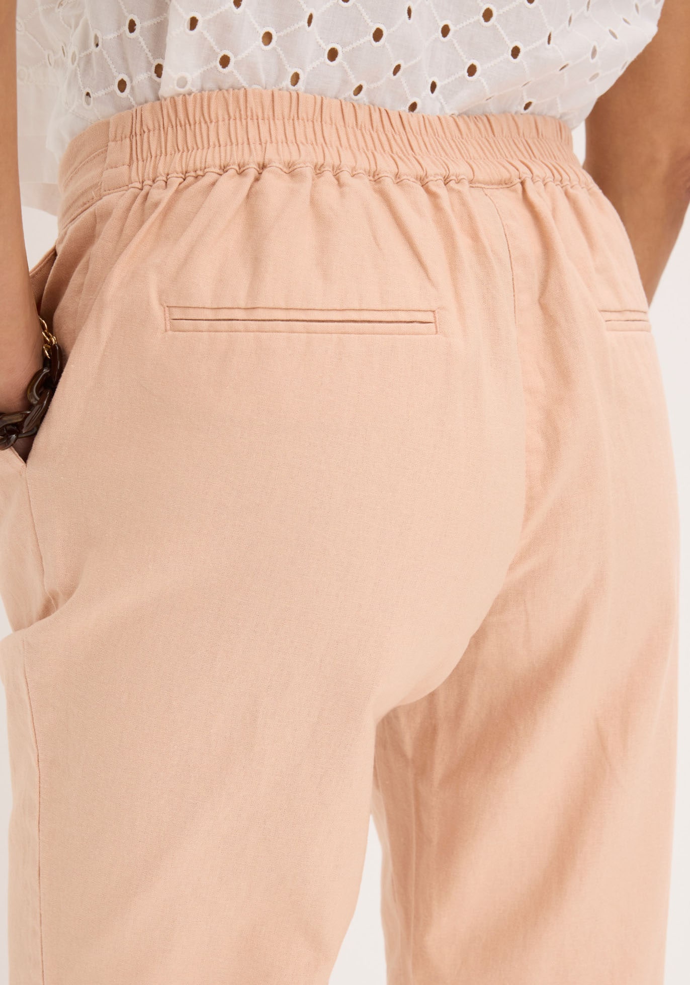 bonprix Pantalon en lin »Leinenhose«  aus Leinen und Baumwolle, Regular Fit, mit elastischem Gummibund
