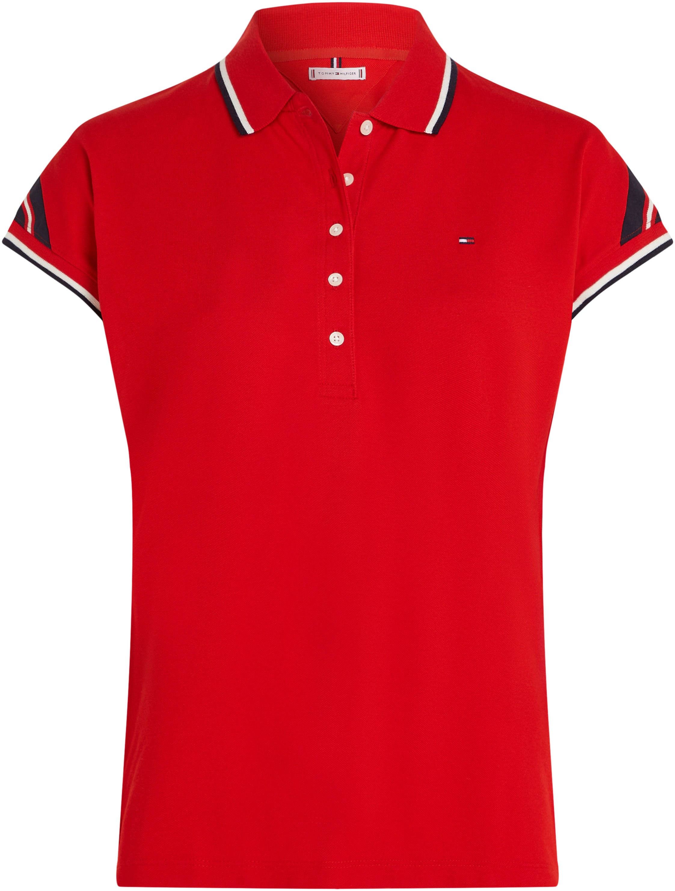 Tommy Hilfiger Poloshirt »REG STRIPE SLV POLO CAP SLEEVE«, mit kontrastfarbenen Einsätzen