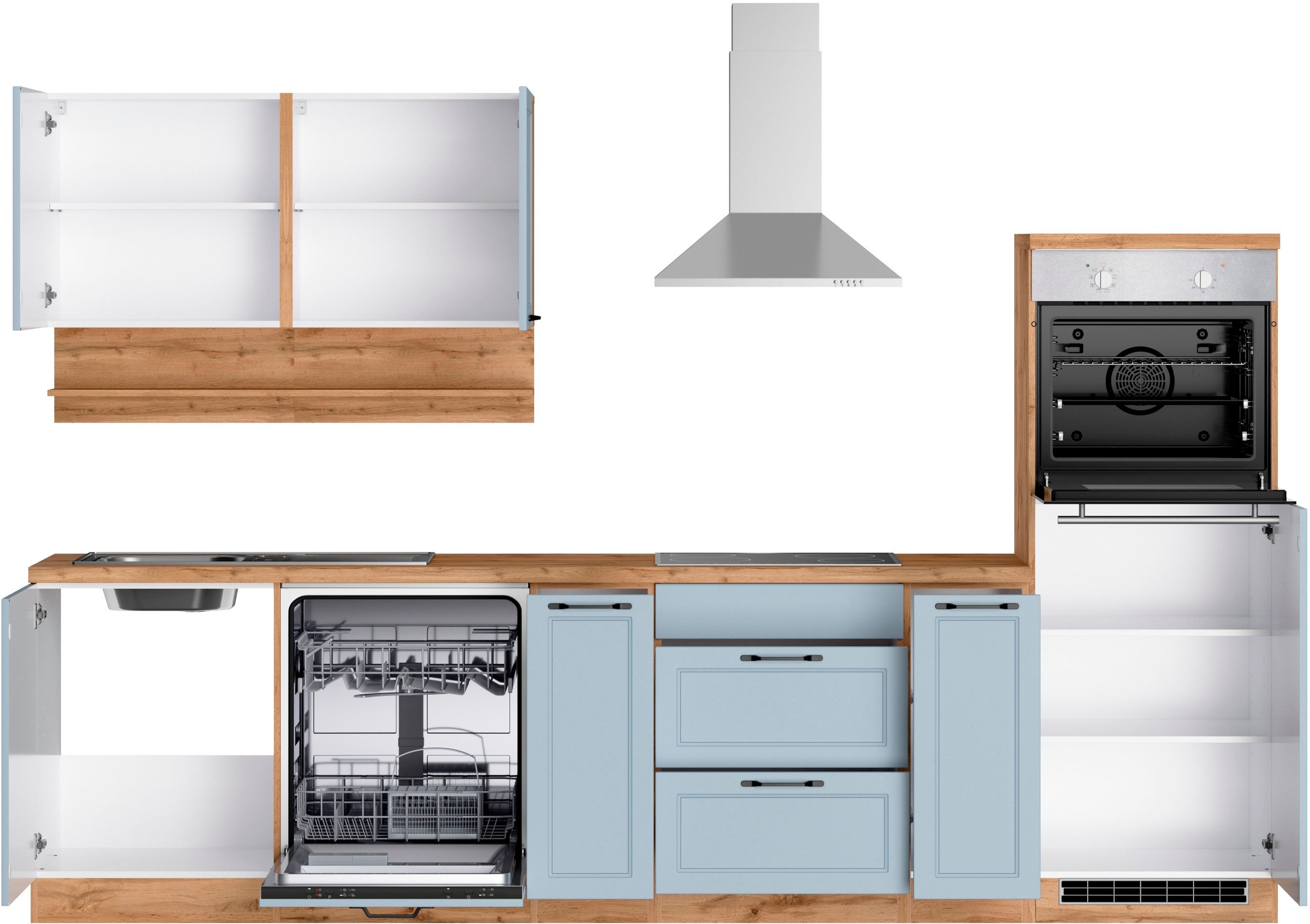 KOCHSTATION Kitchenette »KS-Lana« largeur 300 cm, avec ou sans appareils électriques au choix