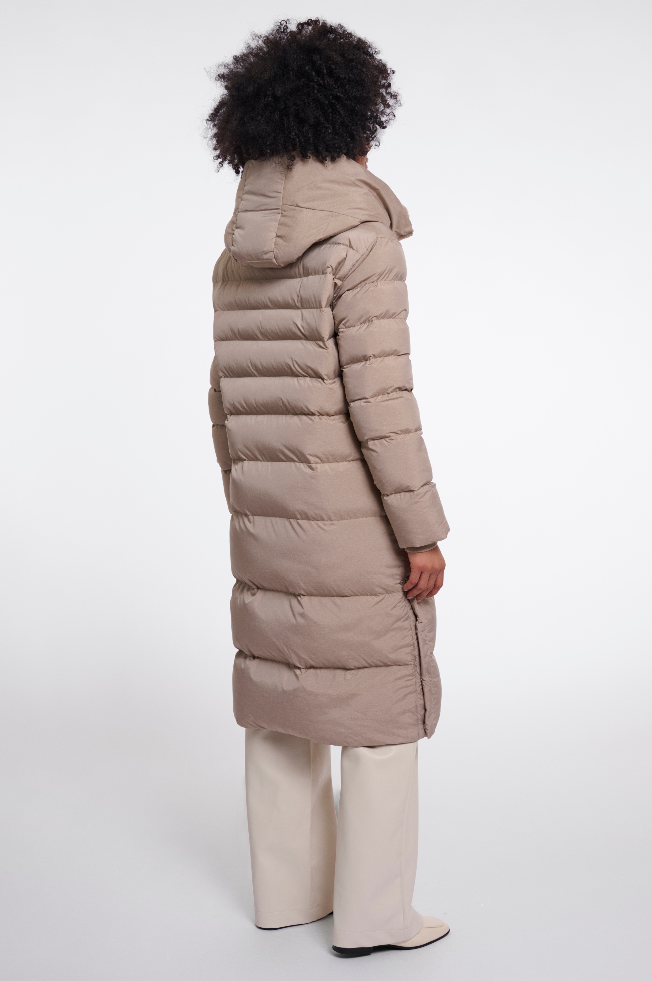 Rino & Pelle Manteau long Steppmantel mit Kapuze und Fellimittat