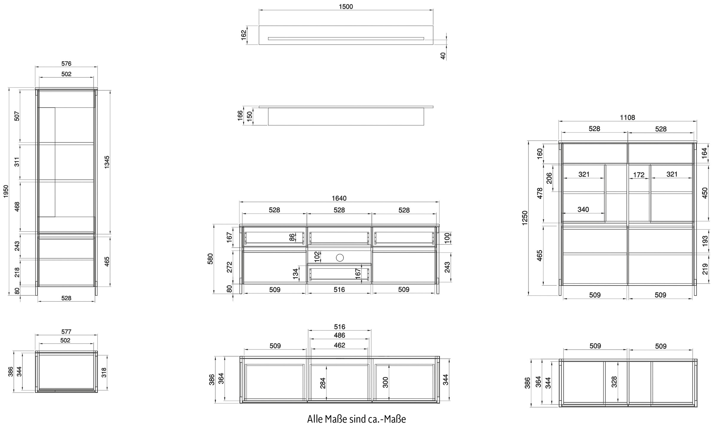 Home affaire Wohnwand »Stranda, moderne Anbauwand, Komplettset im Scandi-Style« 4 Stk. tlg.
