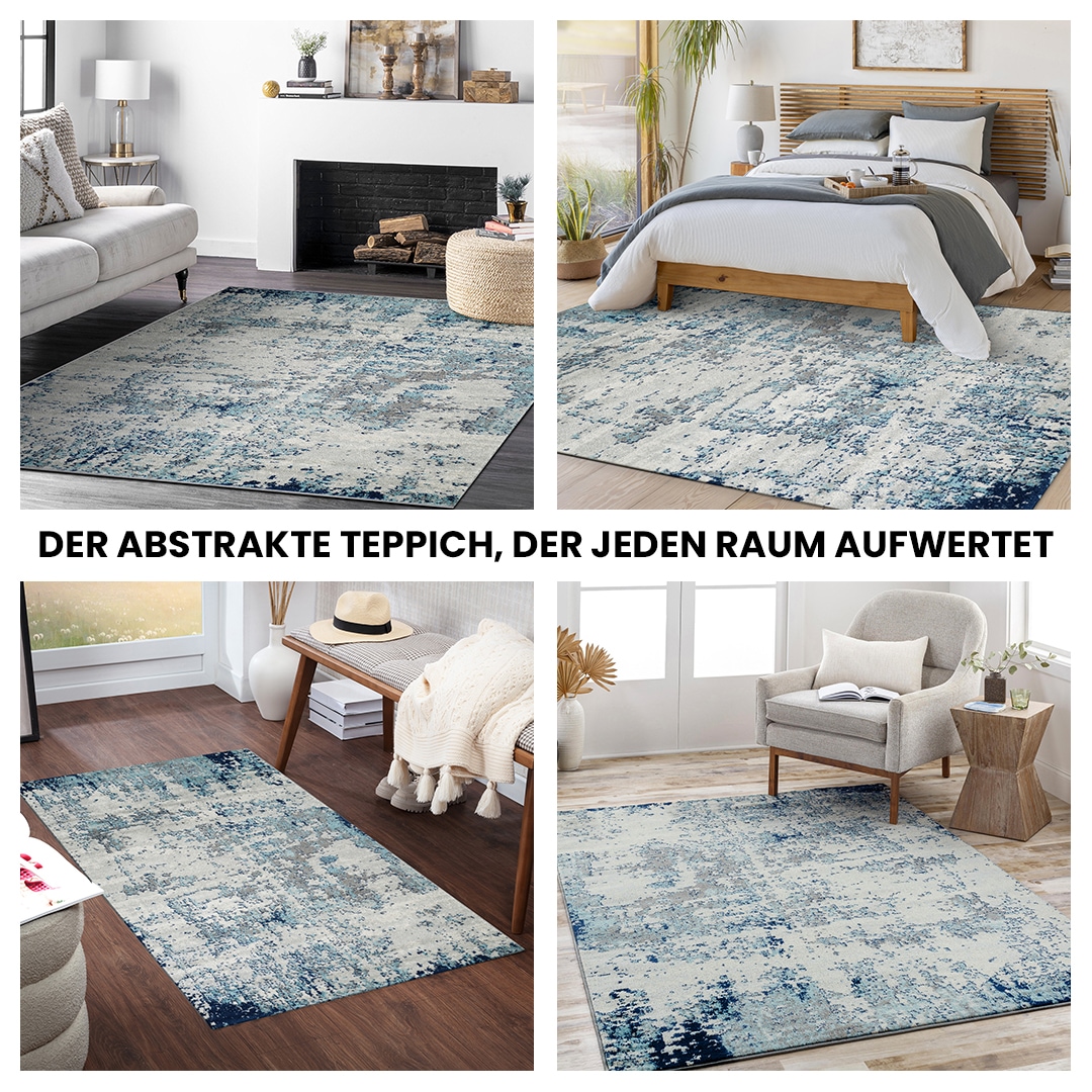 Livabliss Teppich »Abstract«, rund, 11 mm Höhe, Moderner Designerteppich in Marmor Optik, Kurzflor Wohnzimmerteppich