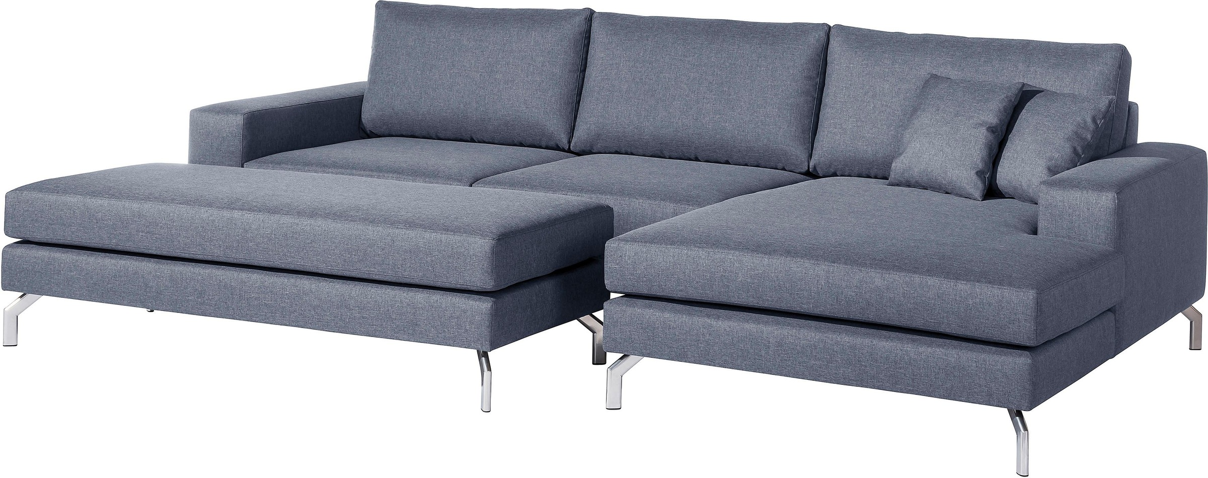 Max Winzer® Ecksofa »Flori Set inkl. Hocker, guter Sitzkomfort, aktuelles Design«, (Spar-Set, Ecksofa und Hocker), elegant mit abgewinkelten Chromfüssen, inklusive Zierkissen