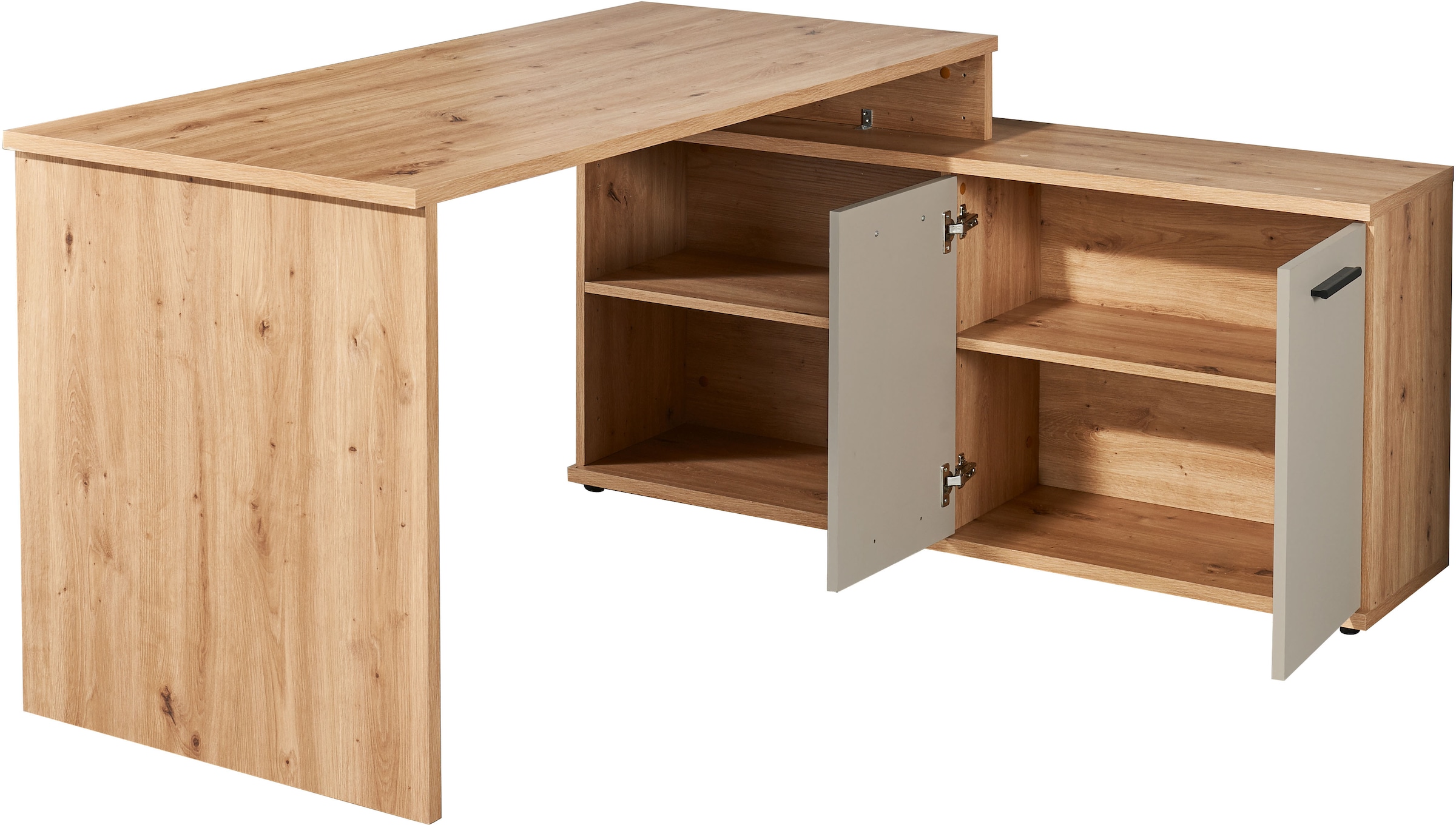 BEGA OFFICE Schreibtisch »Kanada, BxHxT 160x74x130 cm« 1 Stk. tlg. wechselseitig montierbar, Softclose für Türen, Breite: 160cm