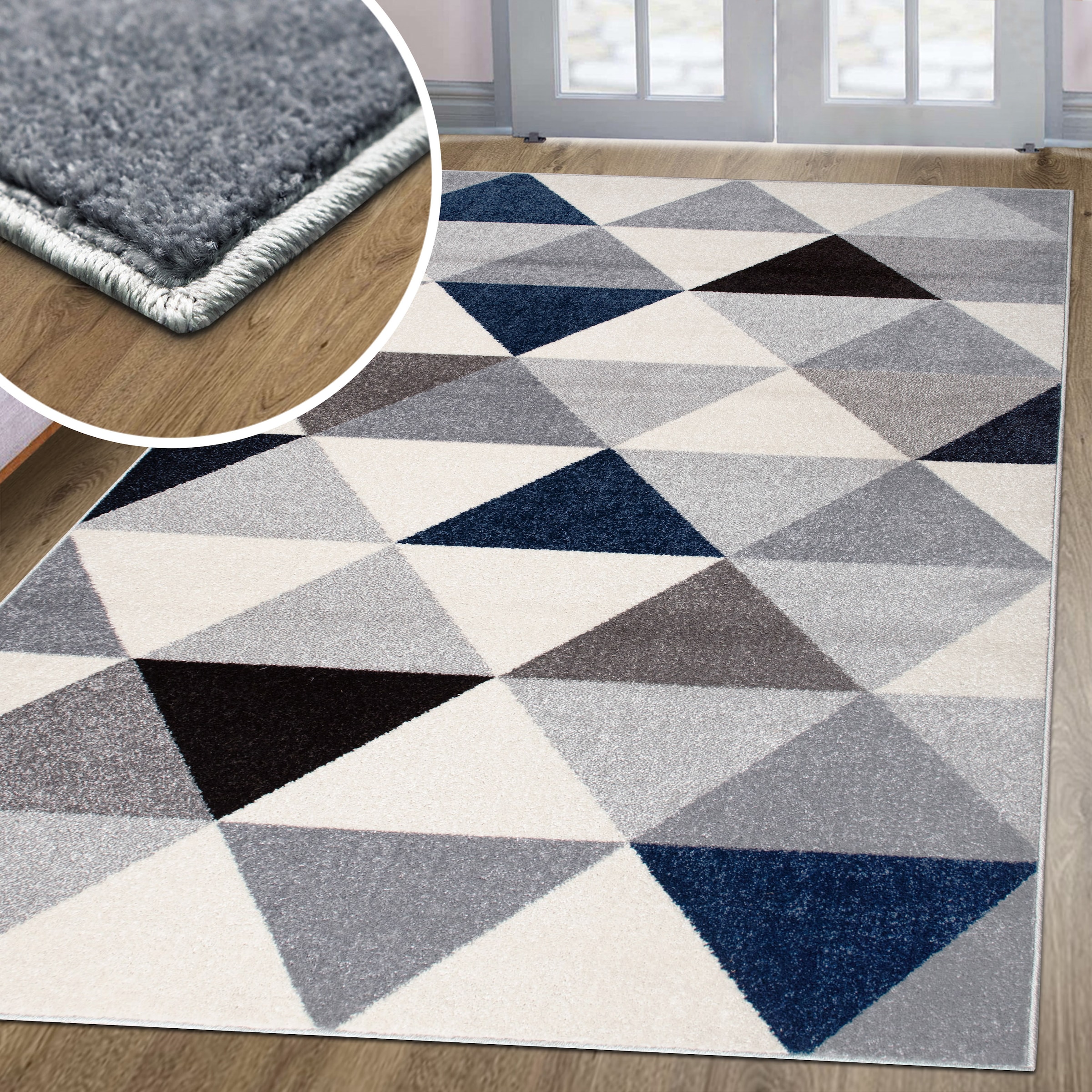 my home Teppich »Berlad Geo«, rechteckig, 9 mm Höhe, mit besonders weichem Flor, Kurzflor, modernes geometrisches Design