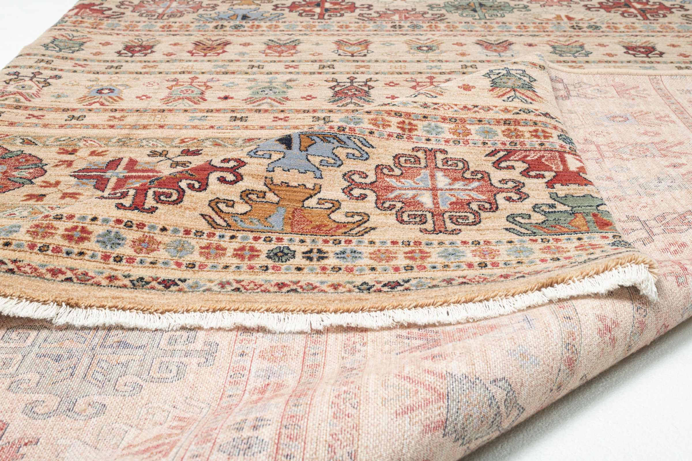 THEKO Wollteppich »Saharna 7684«, rechteckig, 12 mm Höhe, Kurzflor, Orient Optik, reine Wolle, mit Fransen, Wohnzimmer