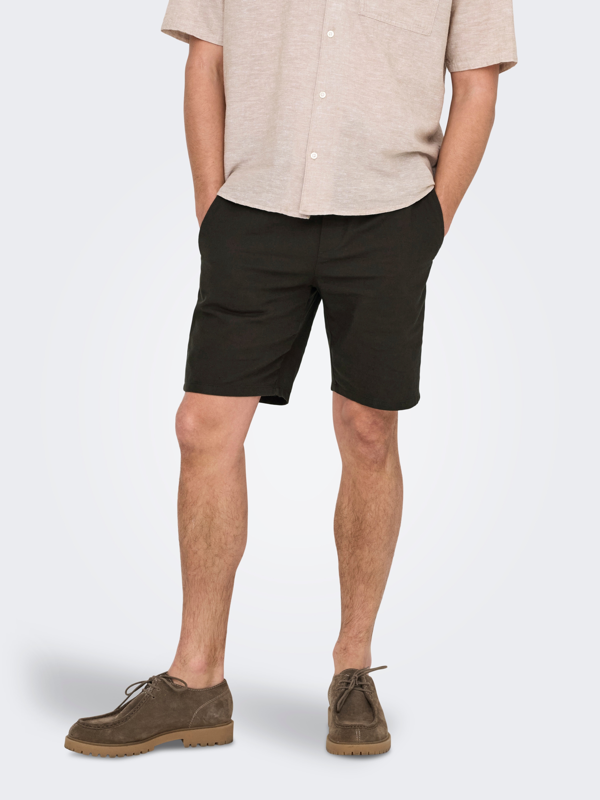 Image of ONLY & SONS Shorts "ONSLINUS 0007 COT LIN SHORTS NOOS" Baumwolle mit Leinen, normal geschnitten