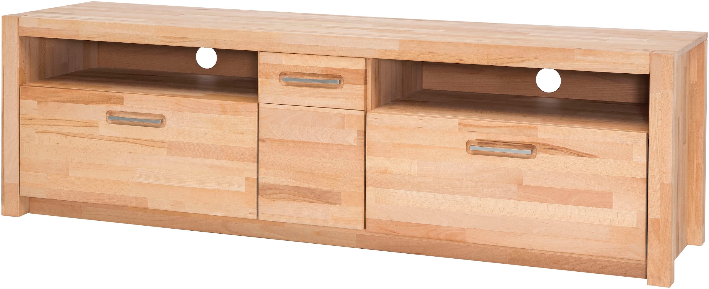 Image of MCA living Lowboard "Fenja TV-Element, Kommode,TV-Möbel,Breite 185 cm" Set, 1 Stück, 1 Stk. tlg. Massivholz, 2 Schubkästen, 2 offene Fächer, 1 Tür, TV-Grösse 70 Zoll