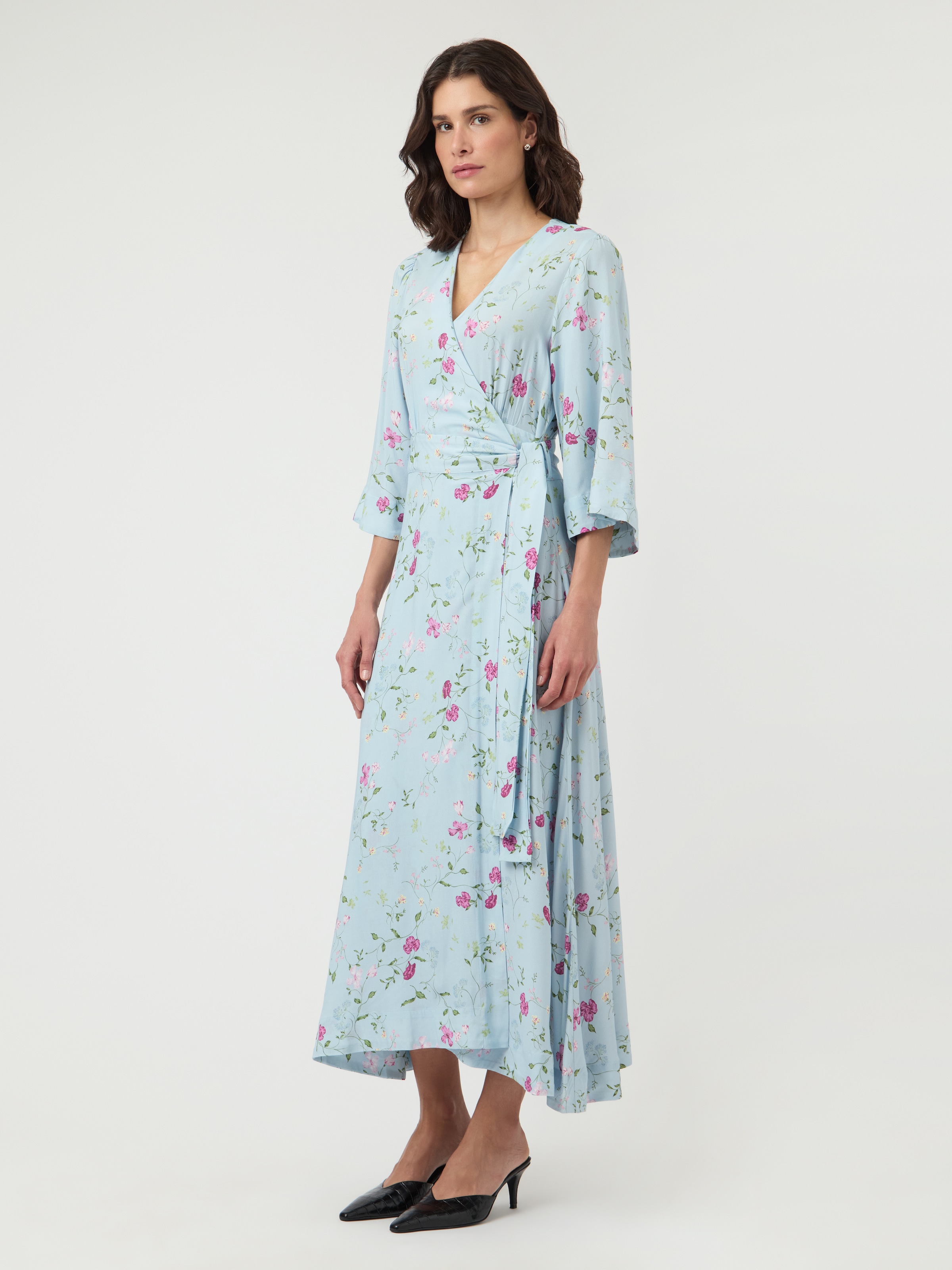 Y.A.S Robe en ligne A »YASSAVANNA 3/4 WRAP LONG DRESS S. NOOS« Sommerkleid aus Viskose mit Wickel-Optik
