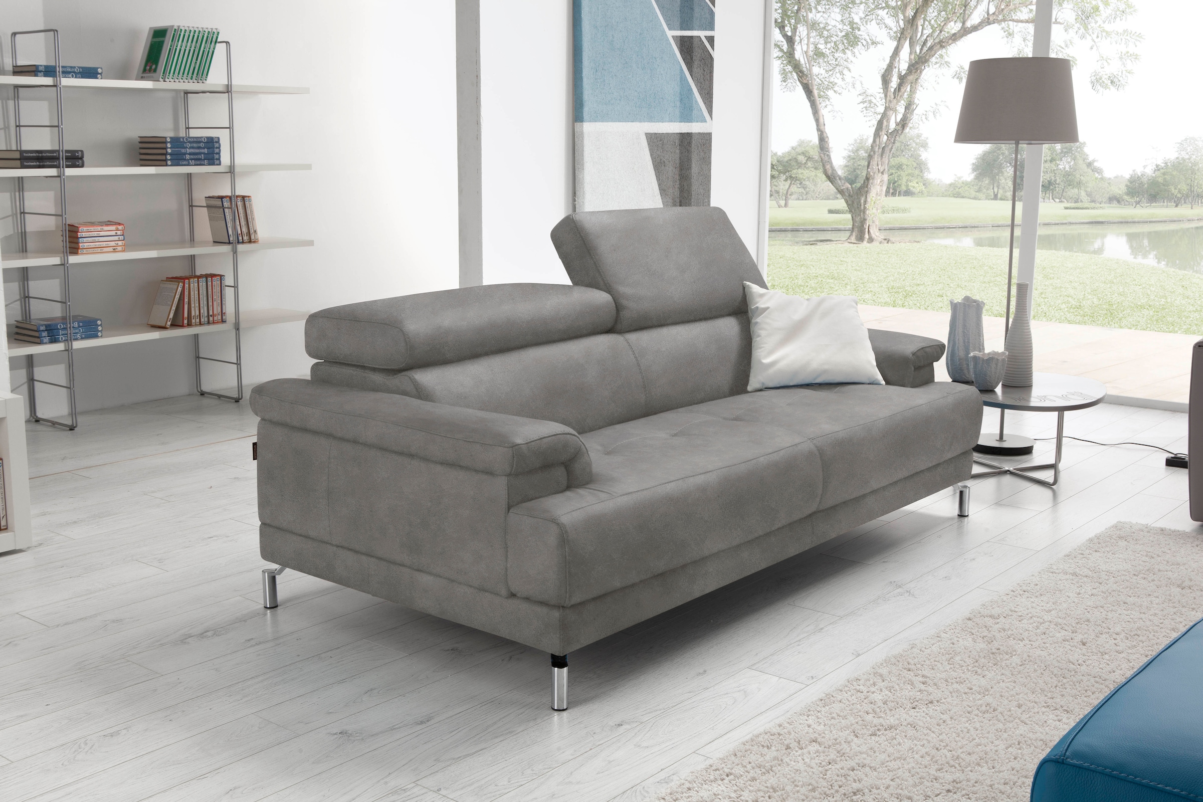 Egoitaliano 2,5-Sitzer »Soul, Design und Sitzkomfort auf hohem Niveau, tolle Details« inkl. Kopfteilverstellung für noch mehr Komfort, Designfuss