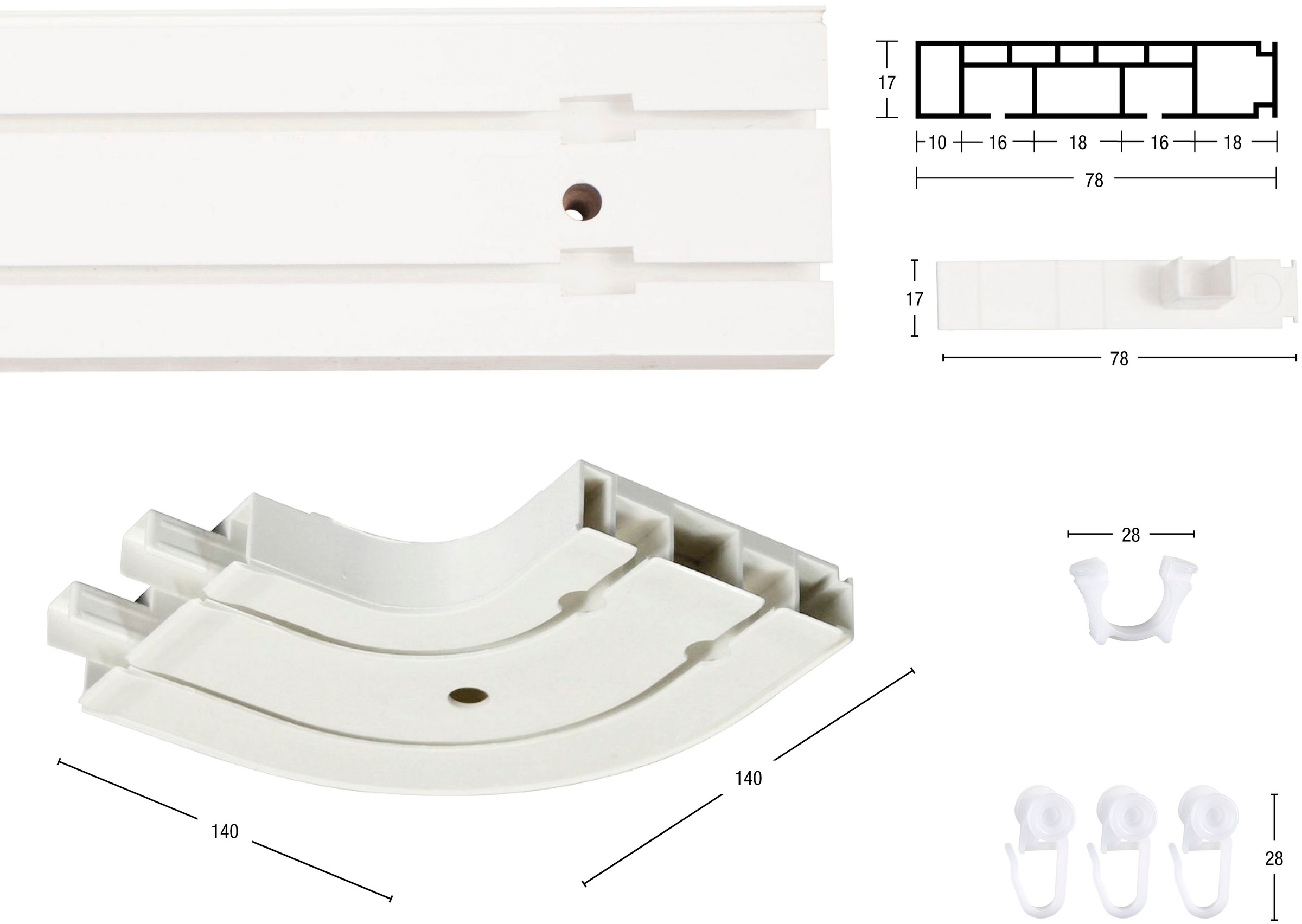 Image of GARESA Gardinenschiene »Kunststoffschiene CREDO«, 2 läufig-läufig, Wunschmasslänge, seitlich mit Rundbögen (kein Spalt zwischen Vorhang und Wand!), einfache Montage bei Ackermann Versand Schweiz