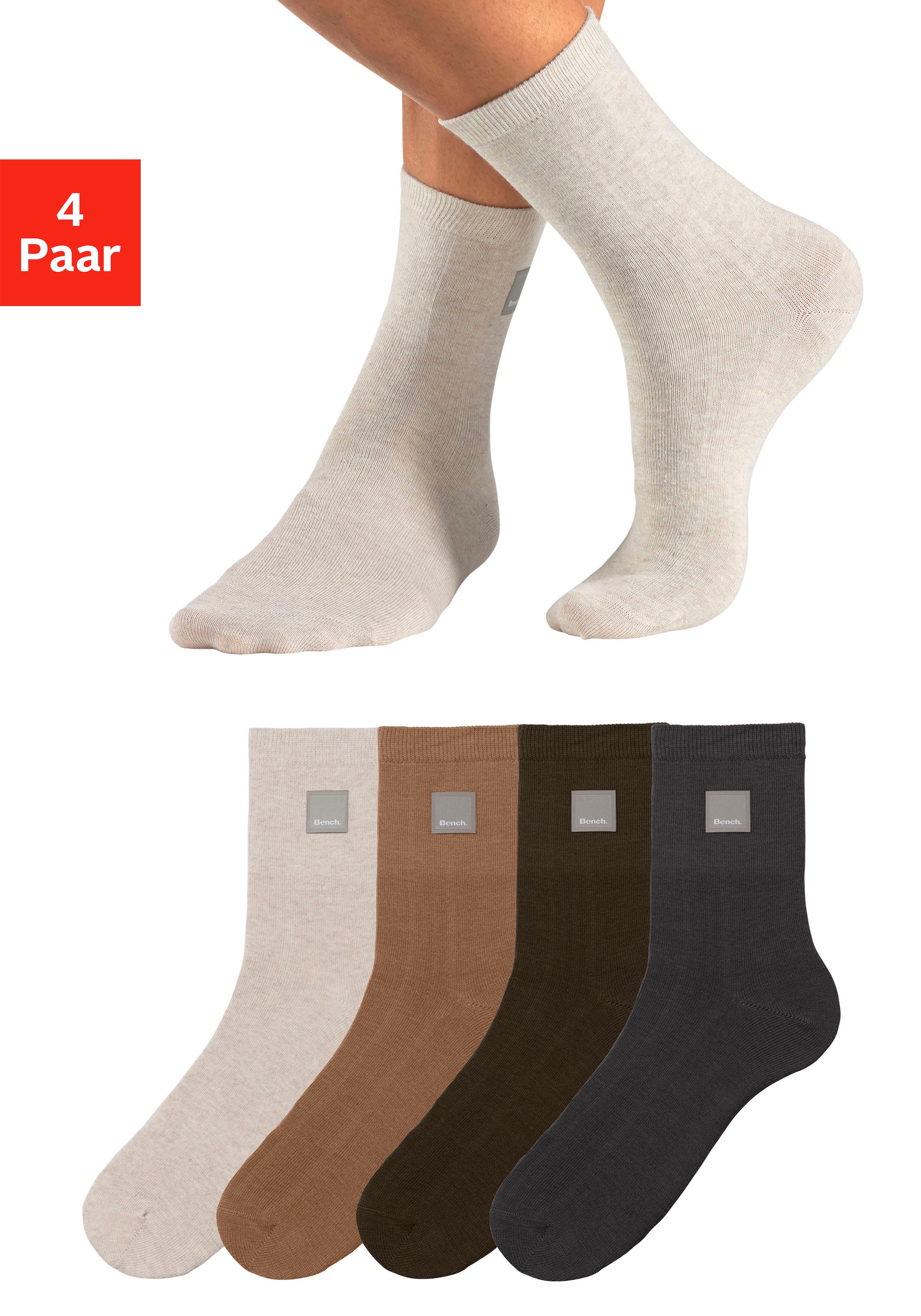 Bench. Basicsocken, (Packung, 4 Paar), mit Weblabel