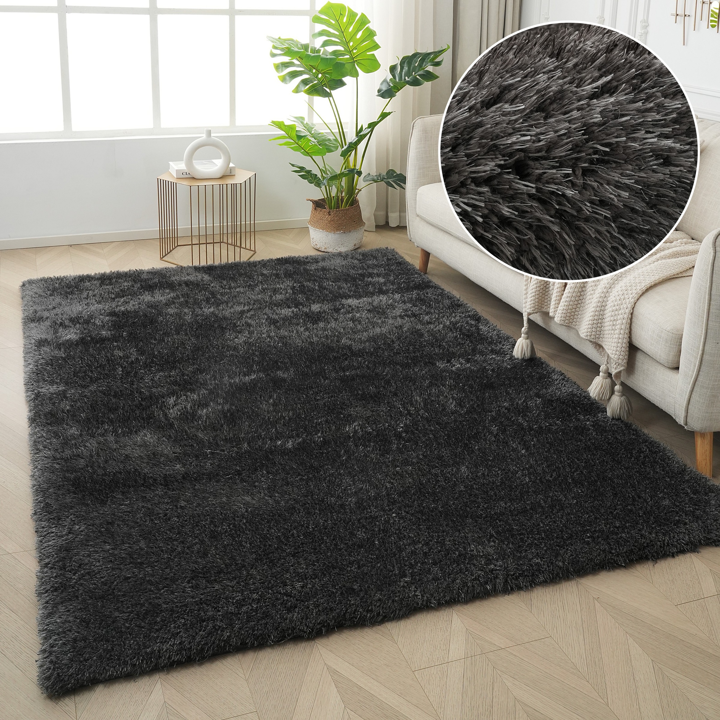Image of GOODproduct Hochflor-Teppich "Micro Shaggy, aus weicher Mikrofaser" rechteckig 53 mm Höhe weich, flauschig, Uni-Farben, Wohnzimmer, Schlafzimmer, Kinderzimmer