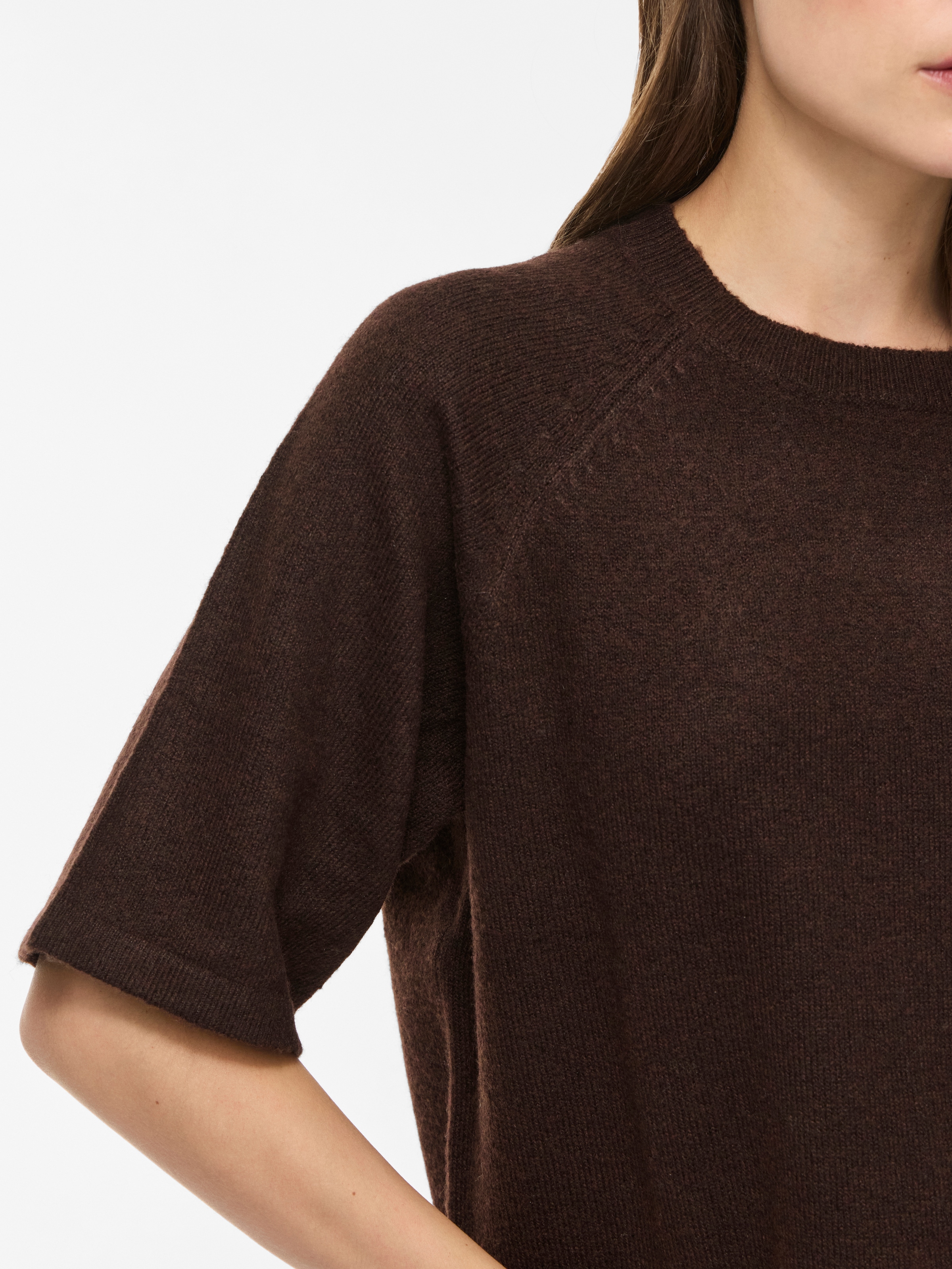 Vila Pull en tricot »VILIGA 2/4 O-NECK KNIT TOP - NOOS« mélange de matières, coupe décontractée