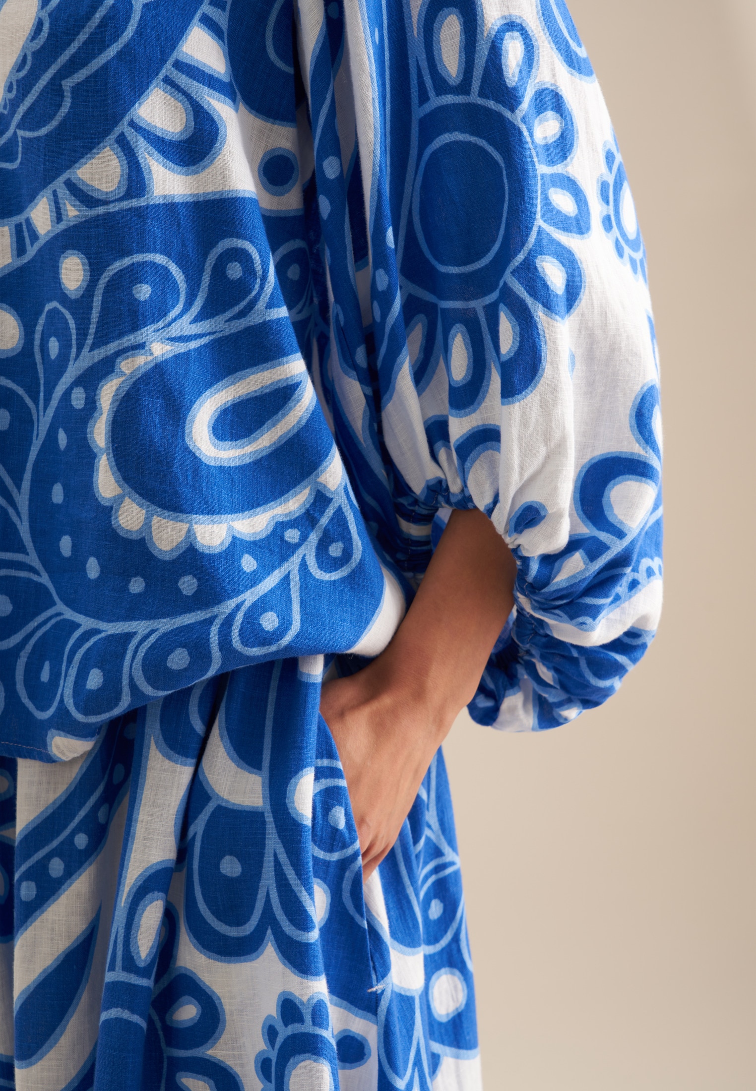 seidensticker Chemisier à chemise »Schwarze Rose« 3/4 V-Neck Paisley