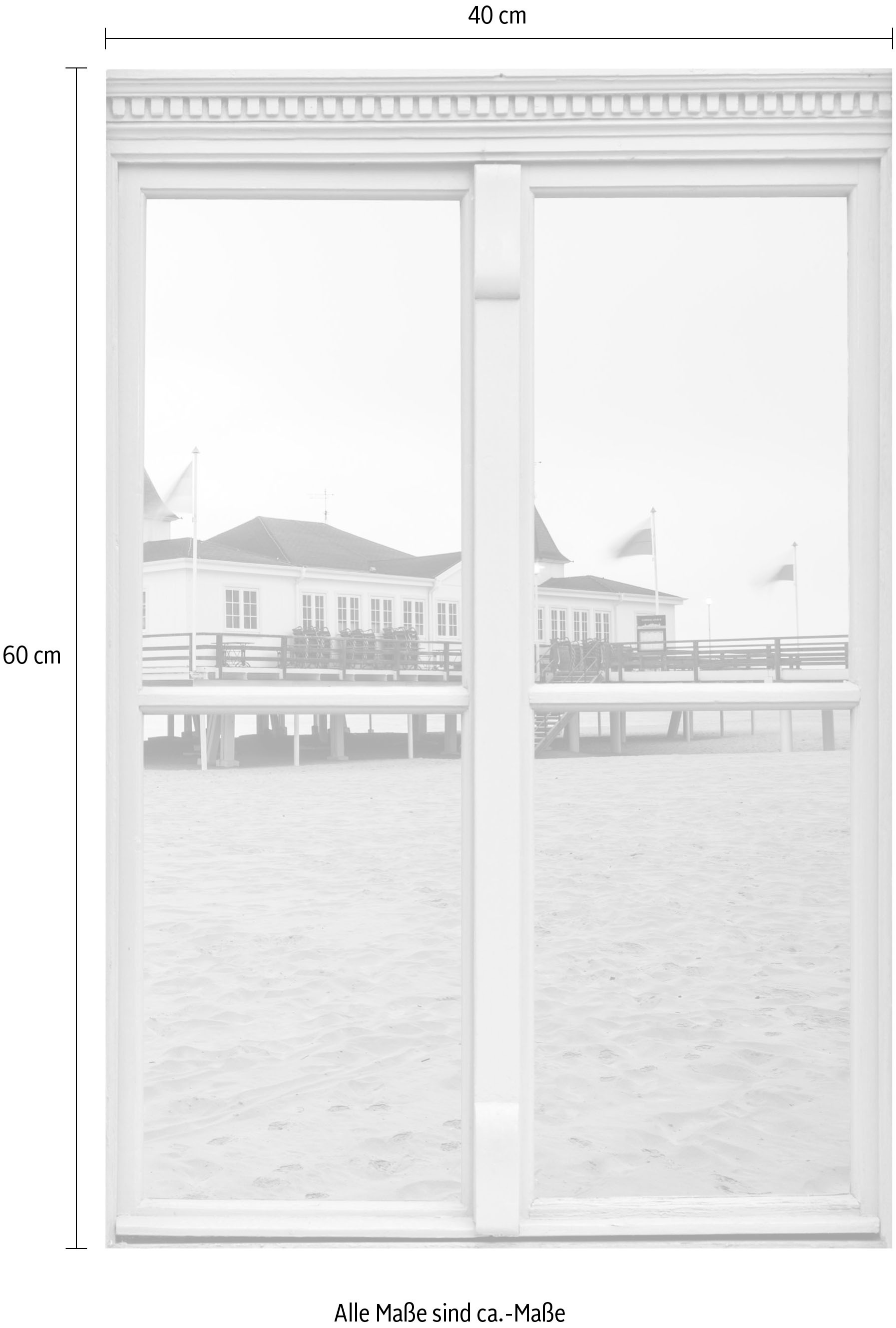 queence Wandsticker »Strandhaus«, Wandsticker, Wandbild, selbstklebend, 3D, Fenster