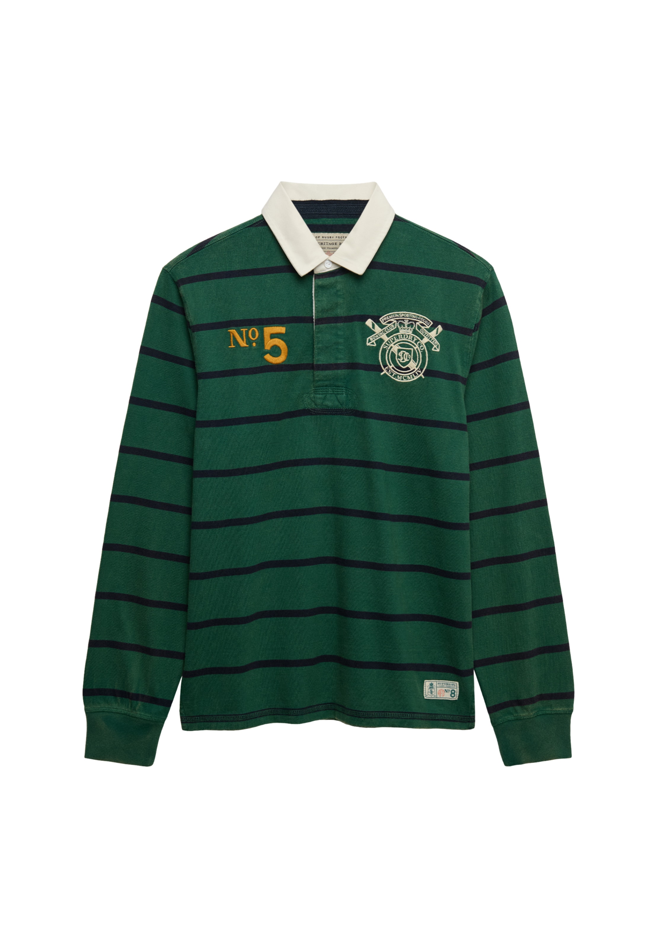 Superdry Langarmshirt »DOUBLE EMBLEM STRIPE RUGBY« aus Baumwolle und Single Jersey, Relaxed Fit, gestreifte Optik