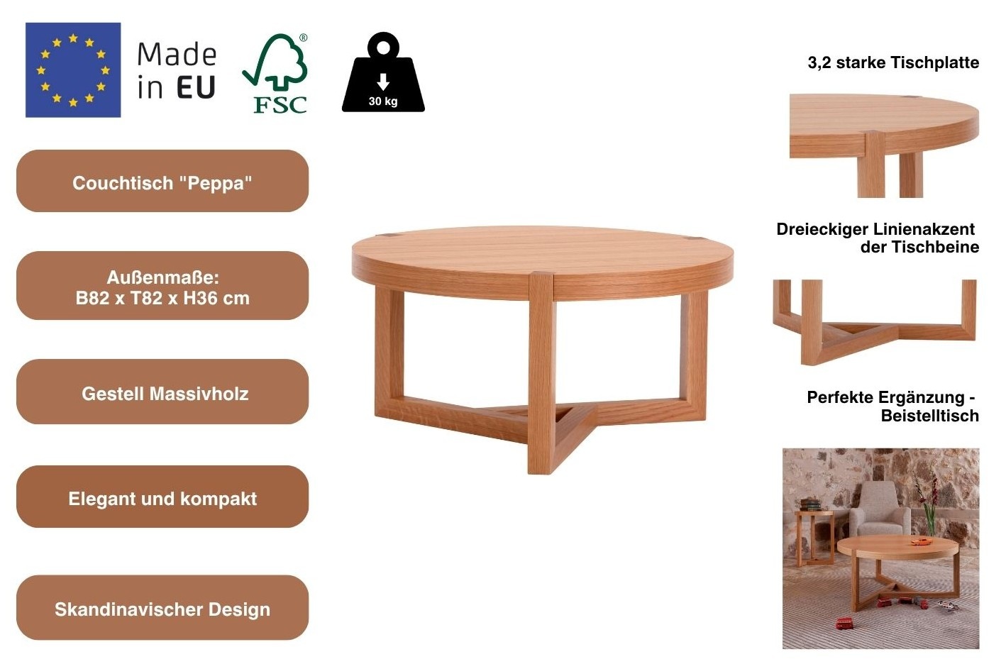 Woodman Couchtisch »Peppa«, Breite 82 cm