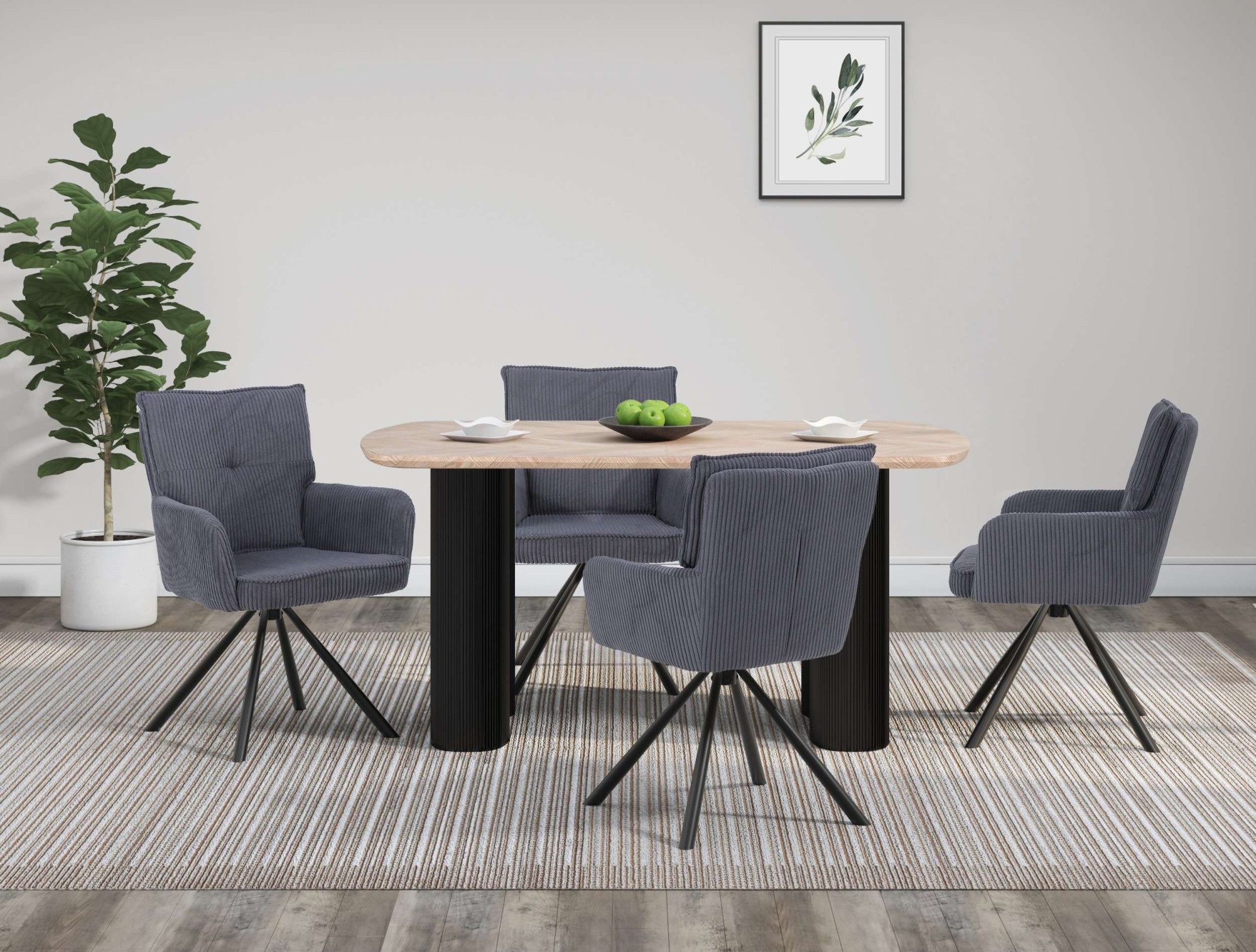 GOODproduct Esstisch »Bessonville« Tischplatte in Fischgrätoptik, Beine mit Rillenstruktur, Höhe 76 cm