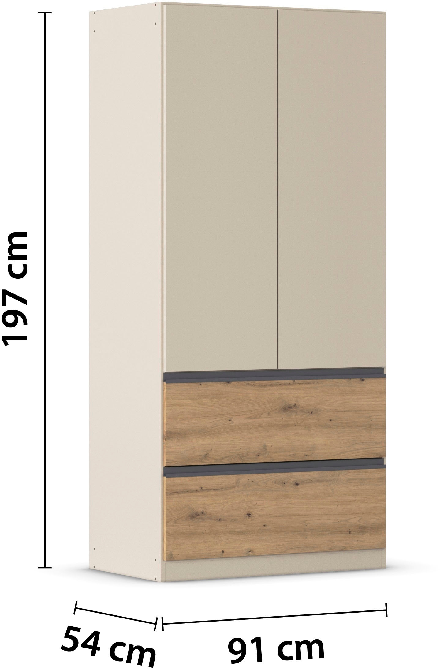 rauch Armoire à portes battantes »Kleiderschrank Schrank Garderobe COSTA in den Breiten 91/136/181 cm« En 3 configurations BASIC/CLASSIC/PREMIUM,  beaucoup d’espace, façade sans poignées et fonction push-to-open MADE IN GERMANY