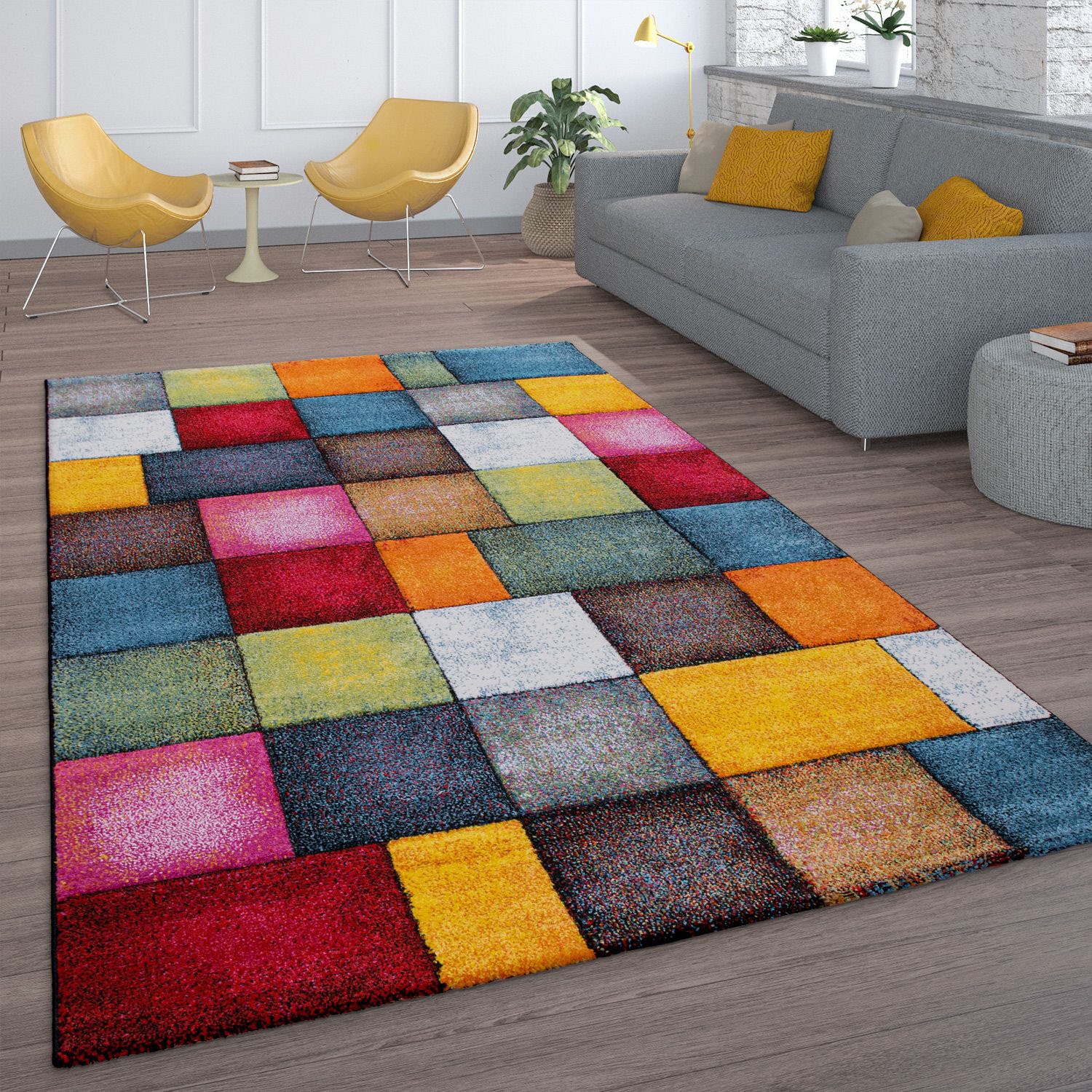 Image of Paco Home Teppich "Smaragd 753" rechteckig 13 mm Höhe Kurzflor, 3D-Design, mit Karo Muster, auch als Läufer erhältlich