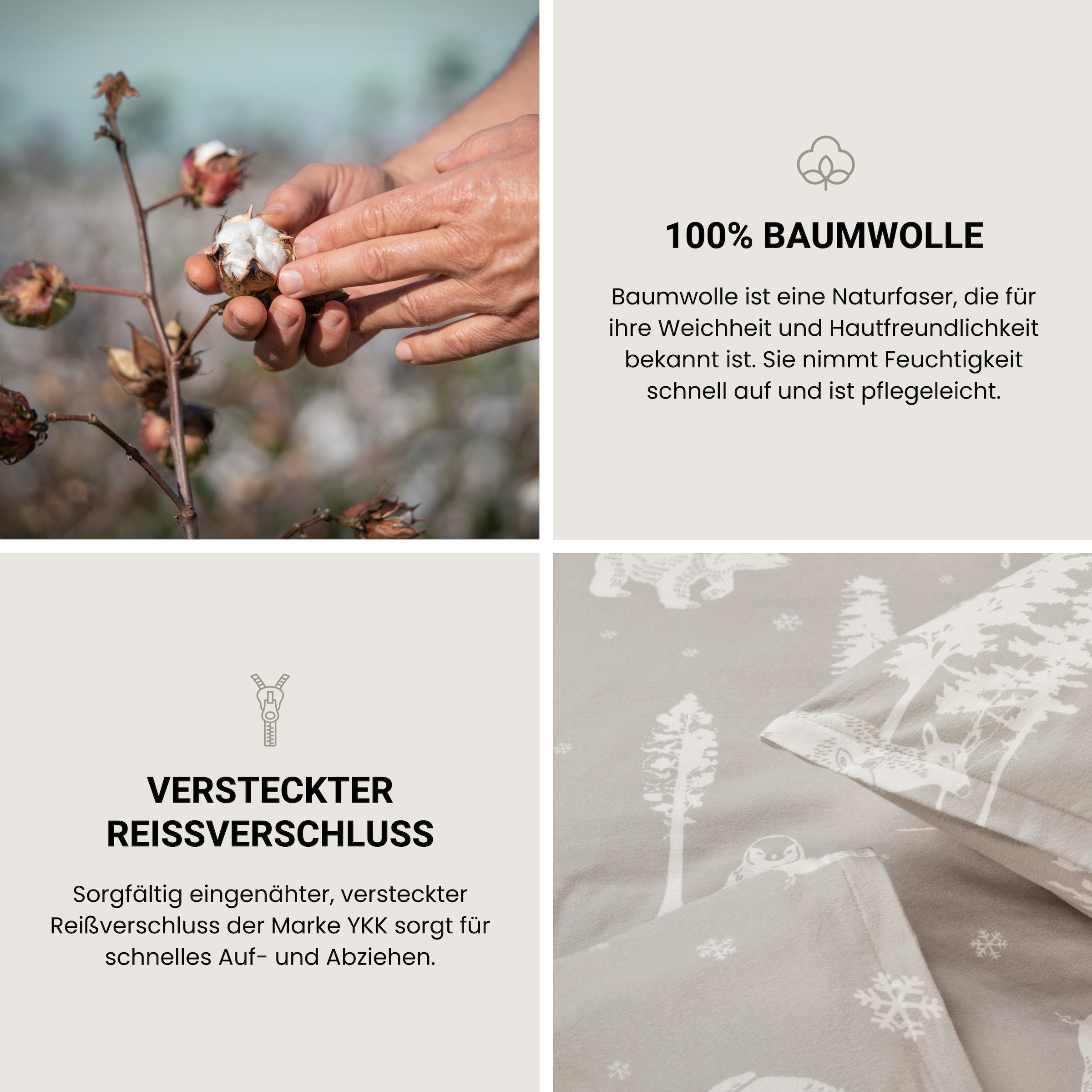 Schiesser Bettwäsche »Nordic aus weichem Baumwollflanell mit nordischem Muster« 2 Stk. Made in Green