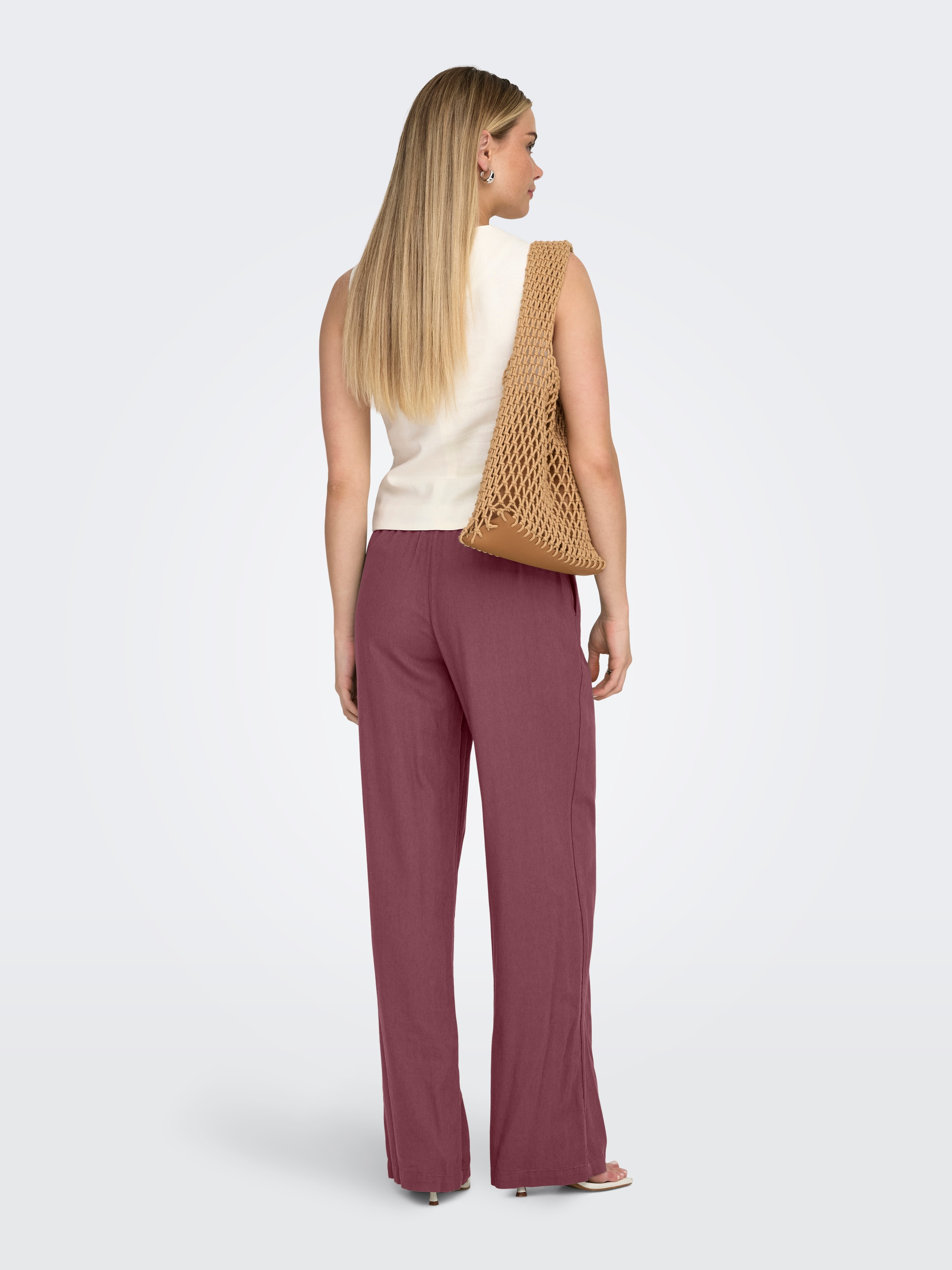ONLY Pantalon à enfiler »ONLGOA MW LINEN BL PULL-UP PANT CC PNT«  mit Leinen