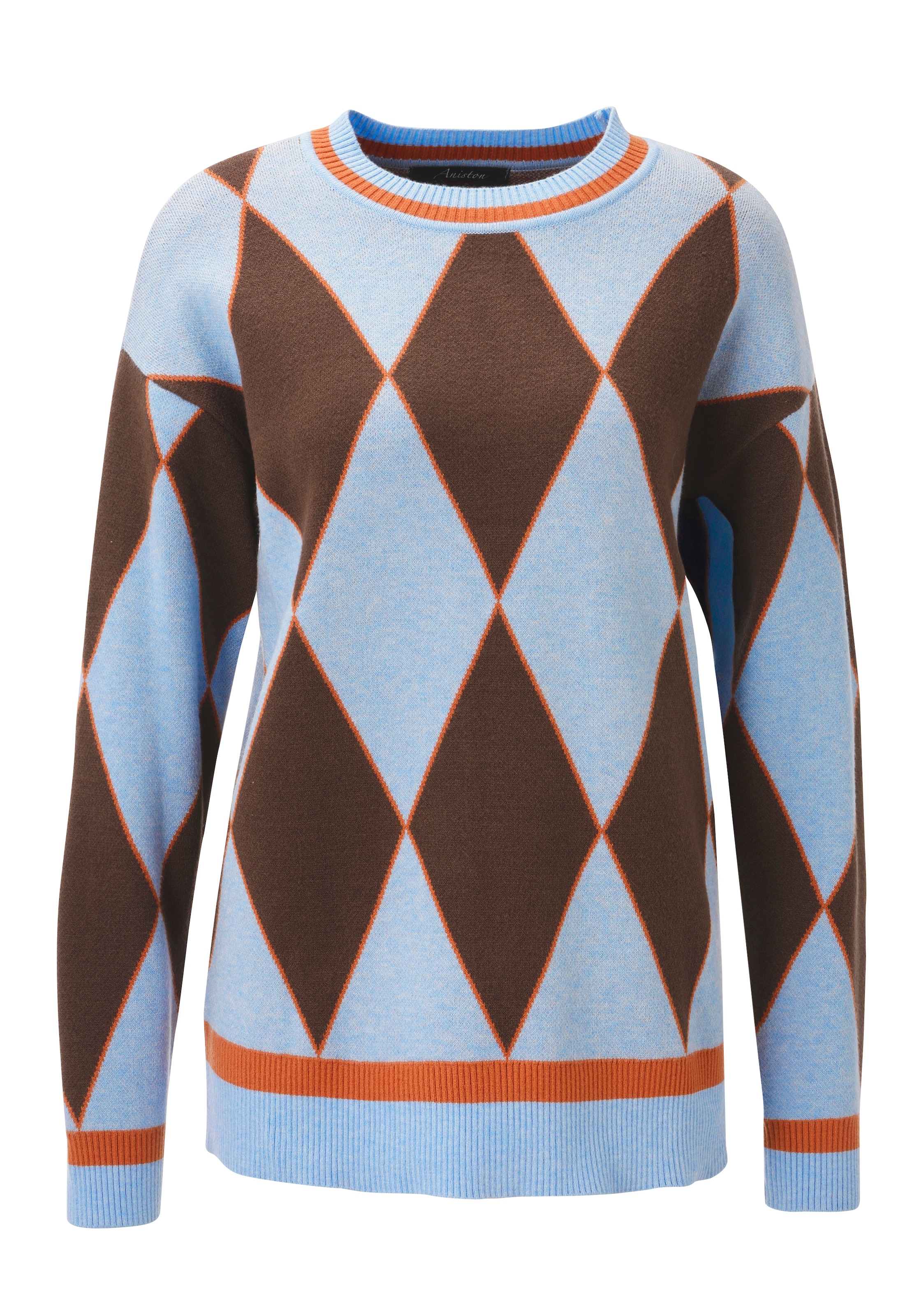 Aniston CASUAL Pull en tricot Avec grand motif losanges - NOUVELLE COLLECTION