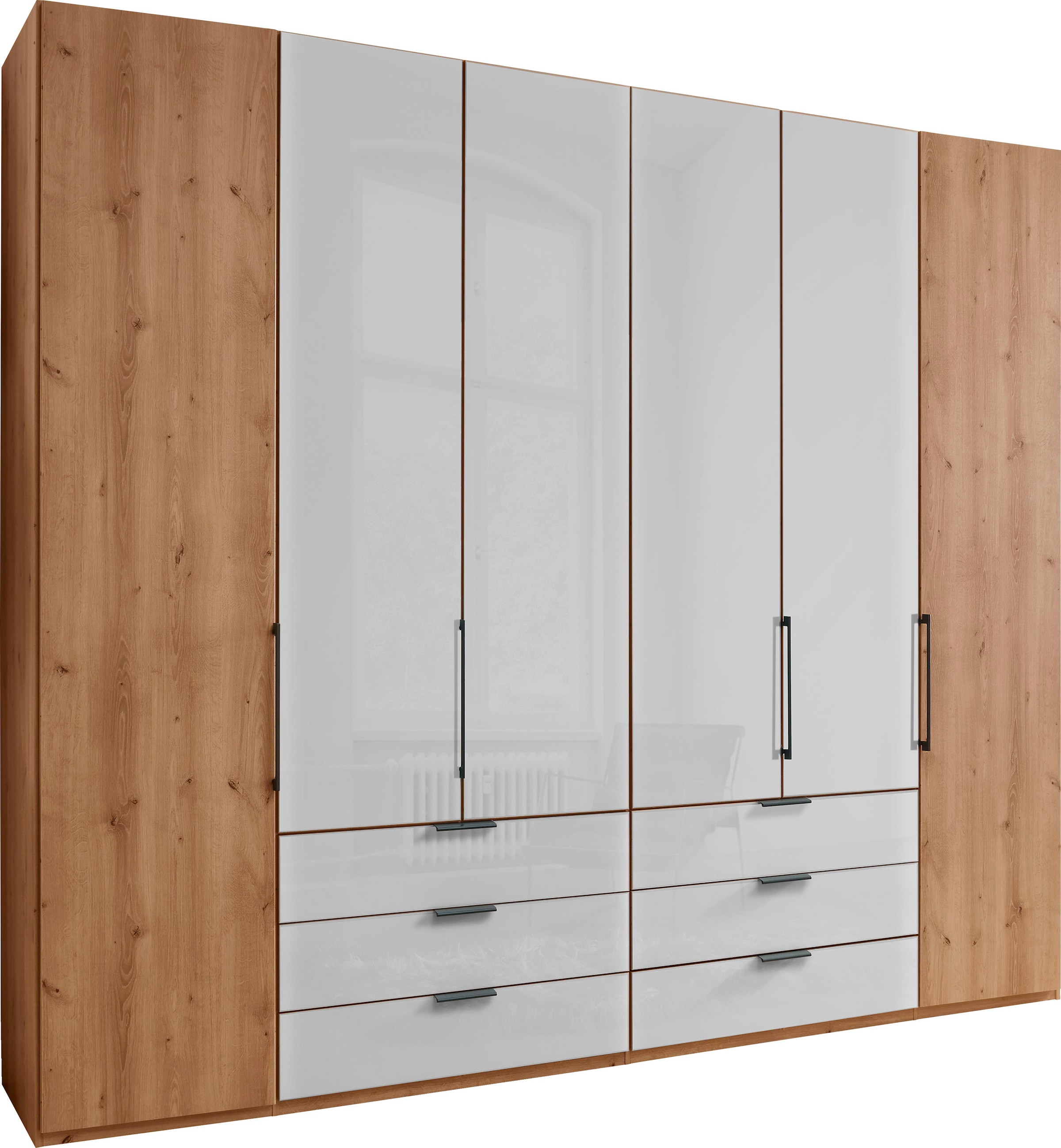 WIEMANN Armoire à portes pliantes »Monaco« Teil-Glasfront sowie hochwertige Beschläge inkl. Schubladendämpfung