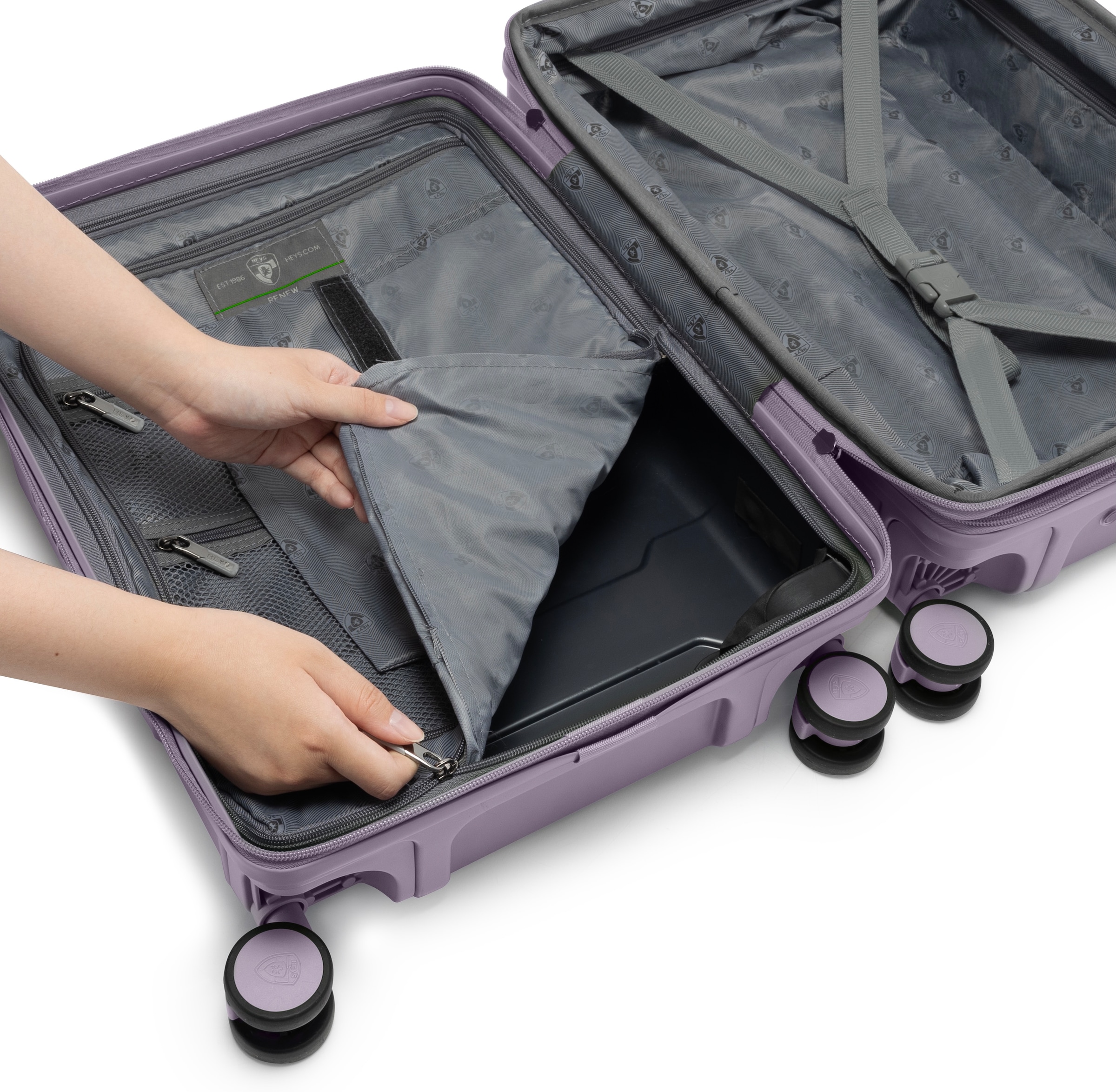 Heys Hartschalen-Trolley »ReNew, verschiedene Grössen und Farben« 47 l 4 Rollen herausnehmbares Innenfutter Volumenerweiterung 5 Jahre Garantie