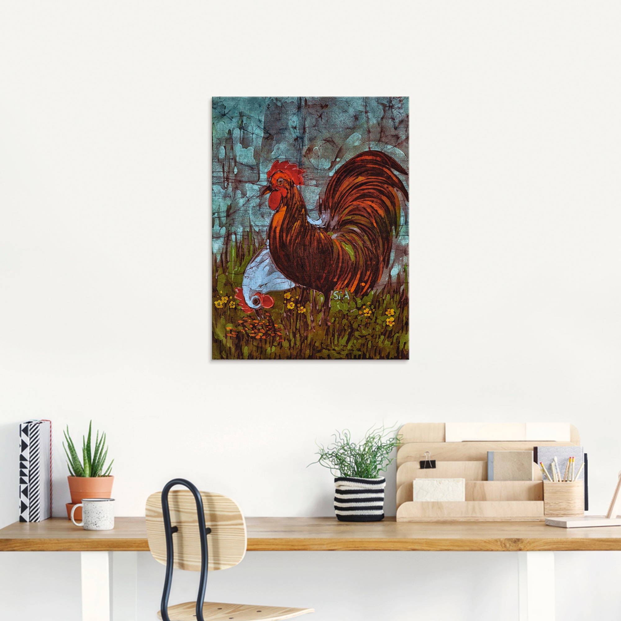 Artland Glasbild »Zweisam - Hahn und Henne«, Vögel, (1 St.), in verschiedenen Grössen